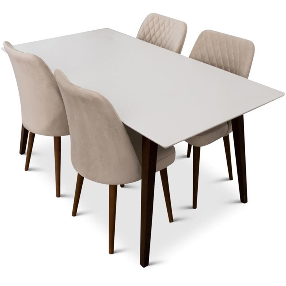 Mid Century Modern Kitchen Table and Chairs Set for 4 - Retro Dining Furniture for Small Spaces - Perfect for Breakfast Nooks, Apartments & Cozy Family Meals