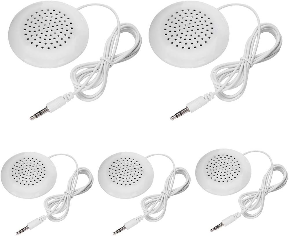 5pcs Under Pillow Speakers for Sleeping - 3.5mm Mini Stereo Headphones for MP3, Phone, CD Player - Perfect for Bedtime Relaxation, Meditation & White Noise Therapy