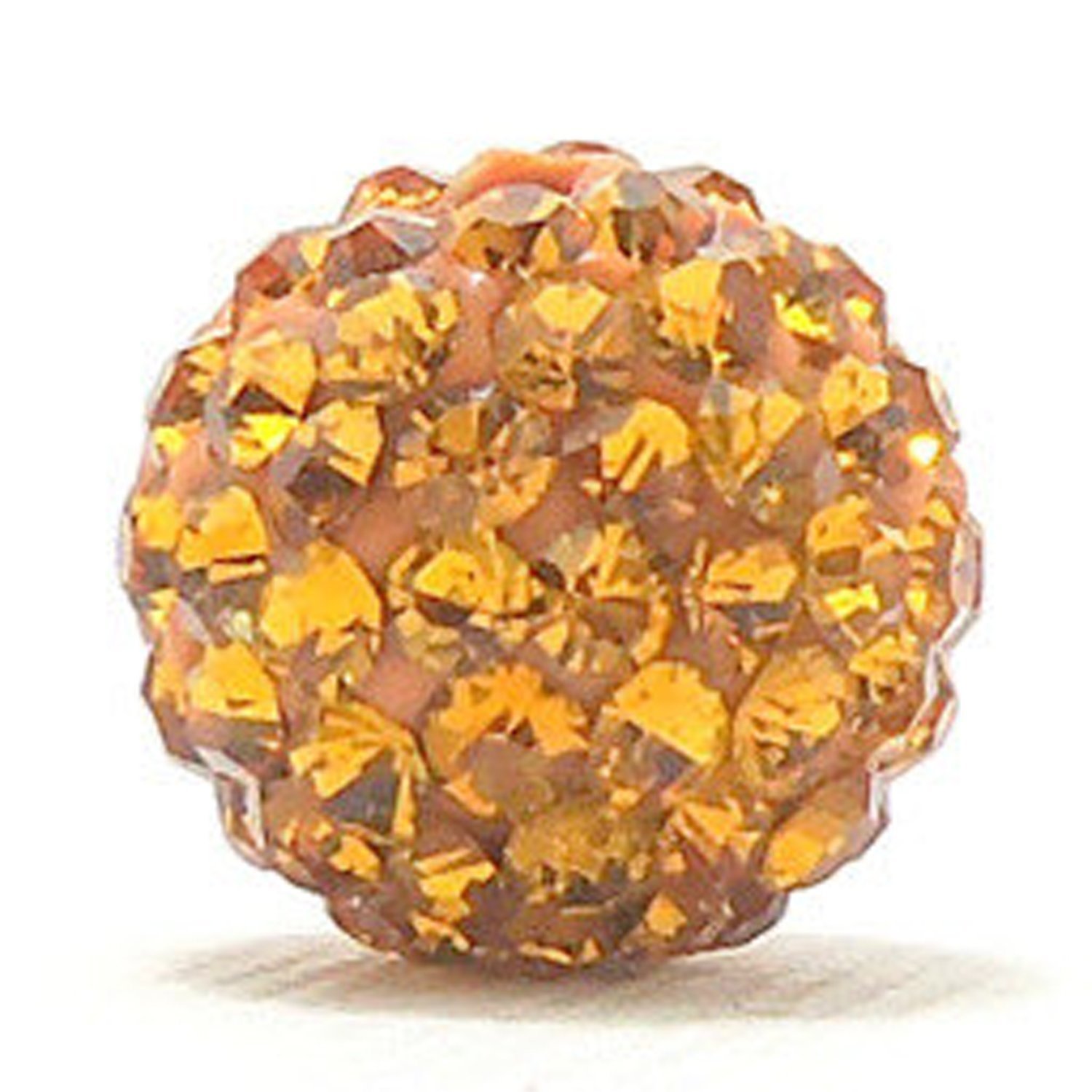 RUBYCA Pave Czech Crystal Disco Ball Clay Beads for Shamballa Bracelets - 20pcs 10mm Amber Gold Beads for DIY Jewelry Making, Boho Crafts & Spiritual Accessories