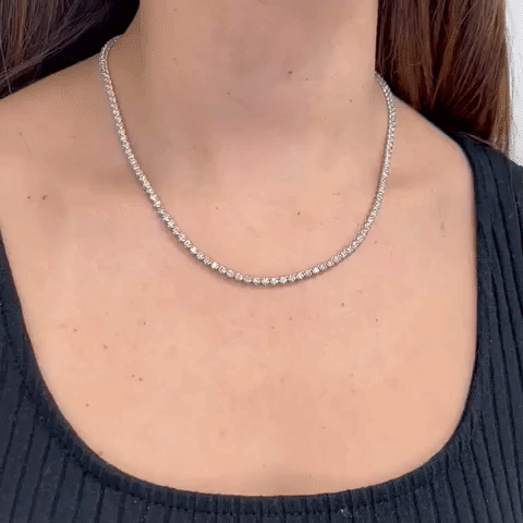 5.50 Carat Diamond Tennis Necklace - 14K Gold Buttercup Setting (3.10mm) | Elegant Jewelry for Weddings, Anniversaries & Special Occasions