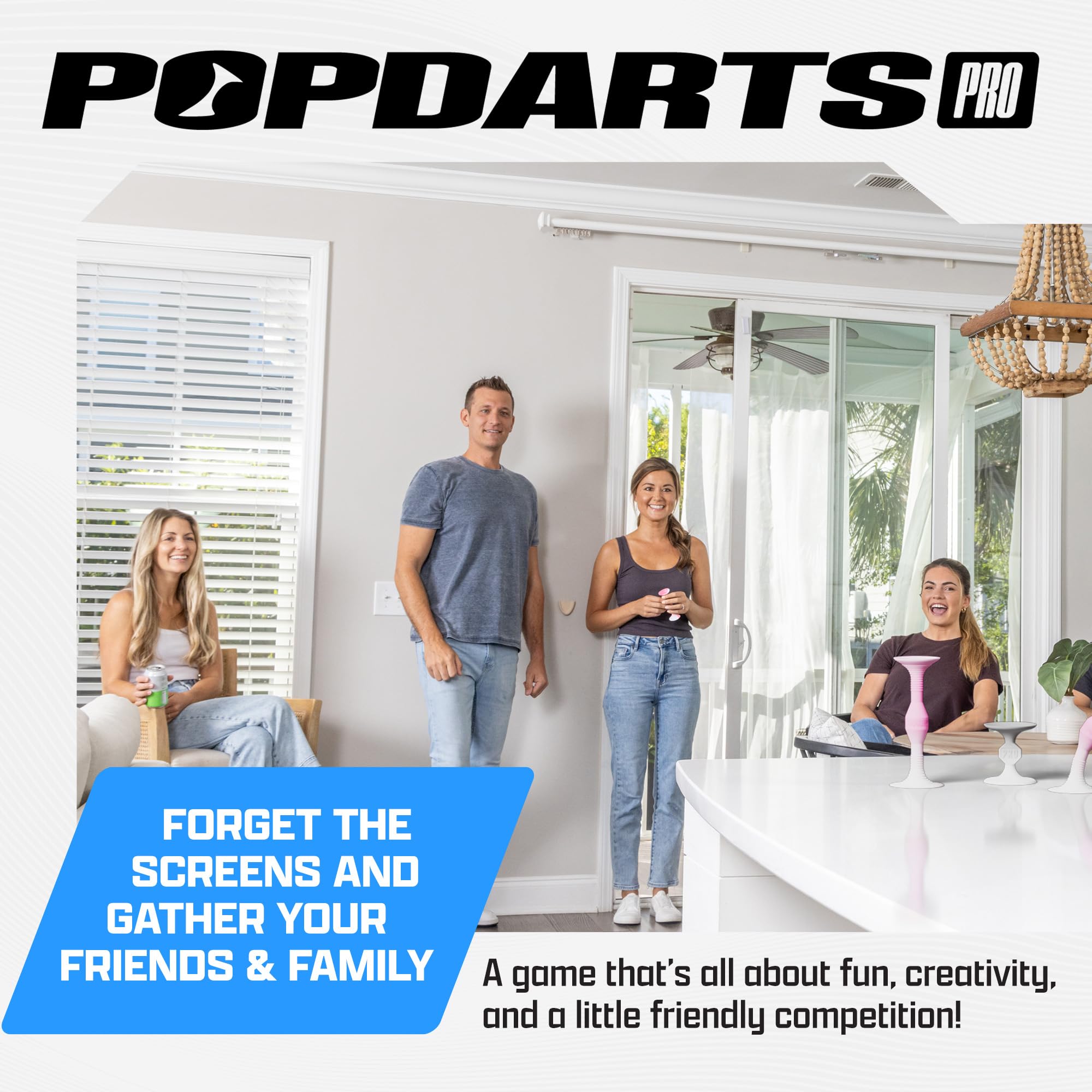 POPDARTS PRO Pack Game Set (Pink & Gray) - Indoor & Outdoor Suction Cup Throwing Game - Competitive Fun for Parties, Family Gatherings, and Backyard Play