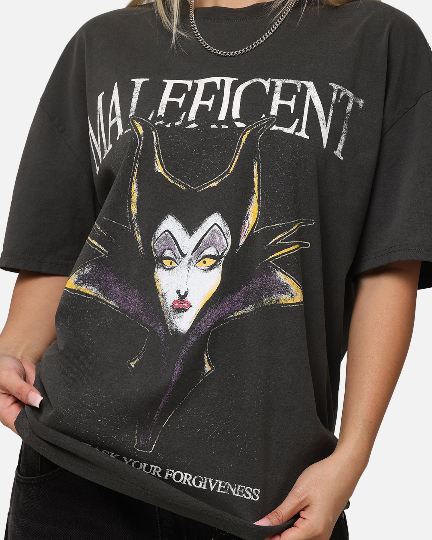 Vintage Disney Maleficent Heavyweight T-Shirt - Black Wash | Soft Cotton Tee for Cosplay, Halloween & Casual Wear
