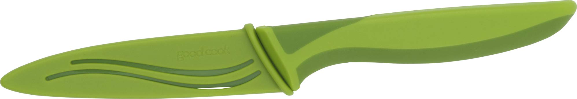 Goodcook 4-inch Nonstick Paring Knife - Sharp Green Kitchen Knife for Peeling, Slicing & Cutting Fruits Vegetables - Perfect for Home Cooking, Camping & Food Prep