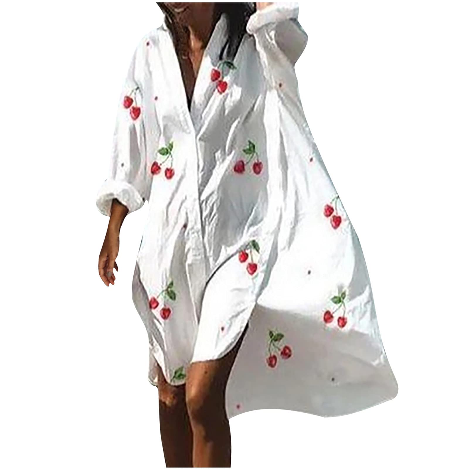 Plus Size Summer Dress for Women - Casual Long Sleeve Flowy Floral Shirt Dress with Shawl | Perfect for Beach Vacations, Brunch Dates & Summer Weddings