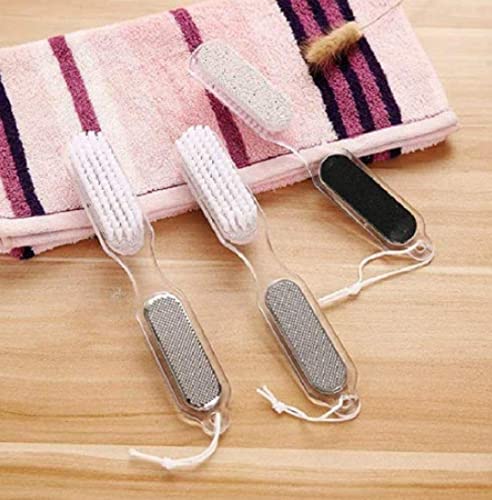 2-Pack 4-in-1 Foot Stone Dead Skin Remover - Double Head Pedicure Grinding Tool with Cleaning Brush for Soft Smooth Feet - Perfect for Home Pedicure & Foot Care Routine
