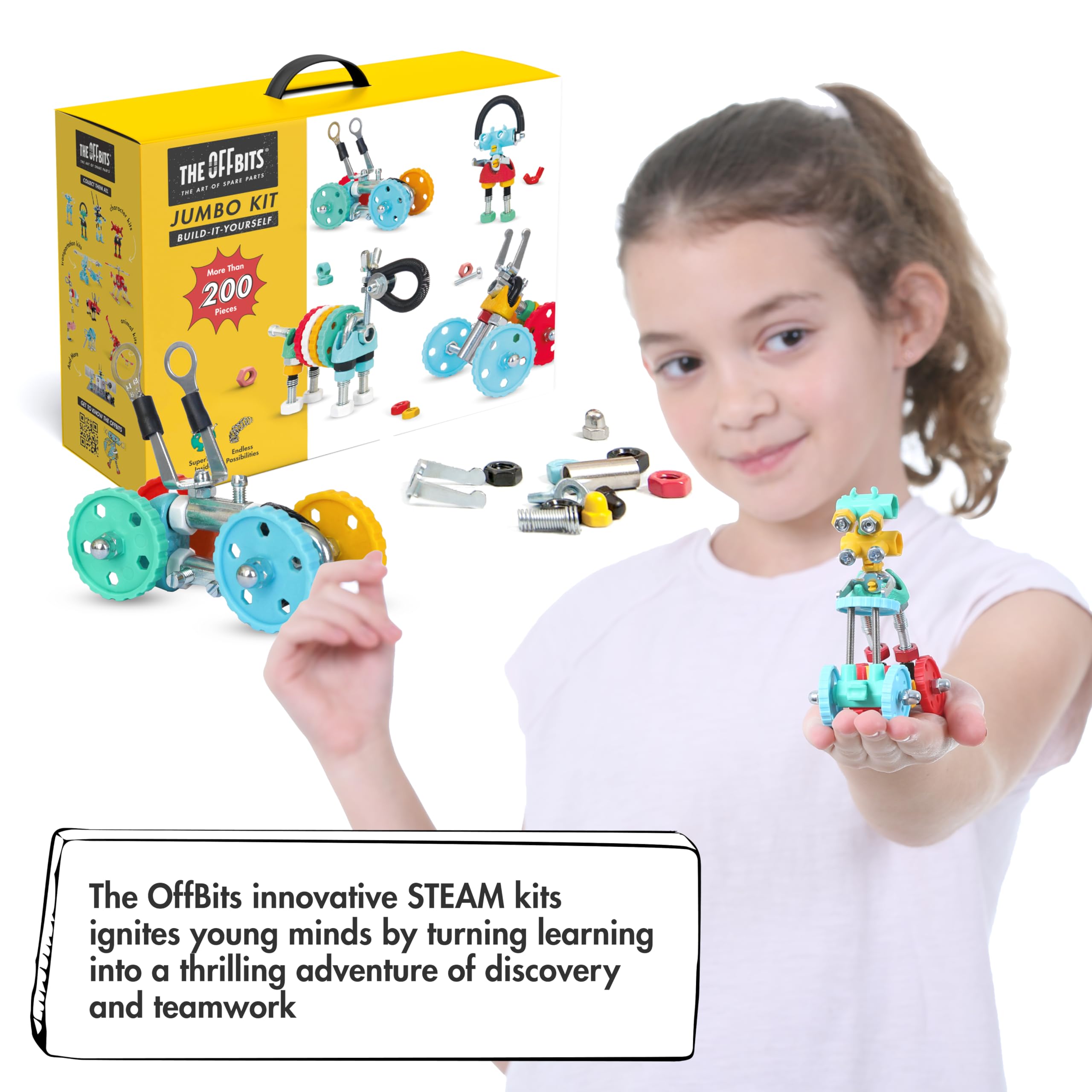 The Off Bits Jumbo Kit - DIY Robot Building Toy for Kids Ages 6-9+ | STEM Educational Classroom & Family Group Activity | Montessori Learning, Birthday & Easter Gift | Perfect for School Projects, Playdates & Creative Play