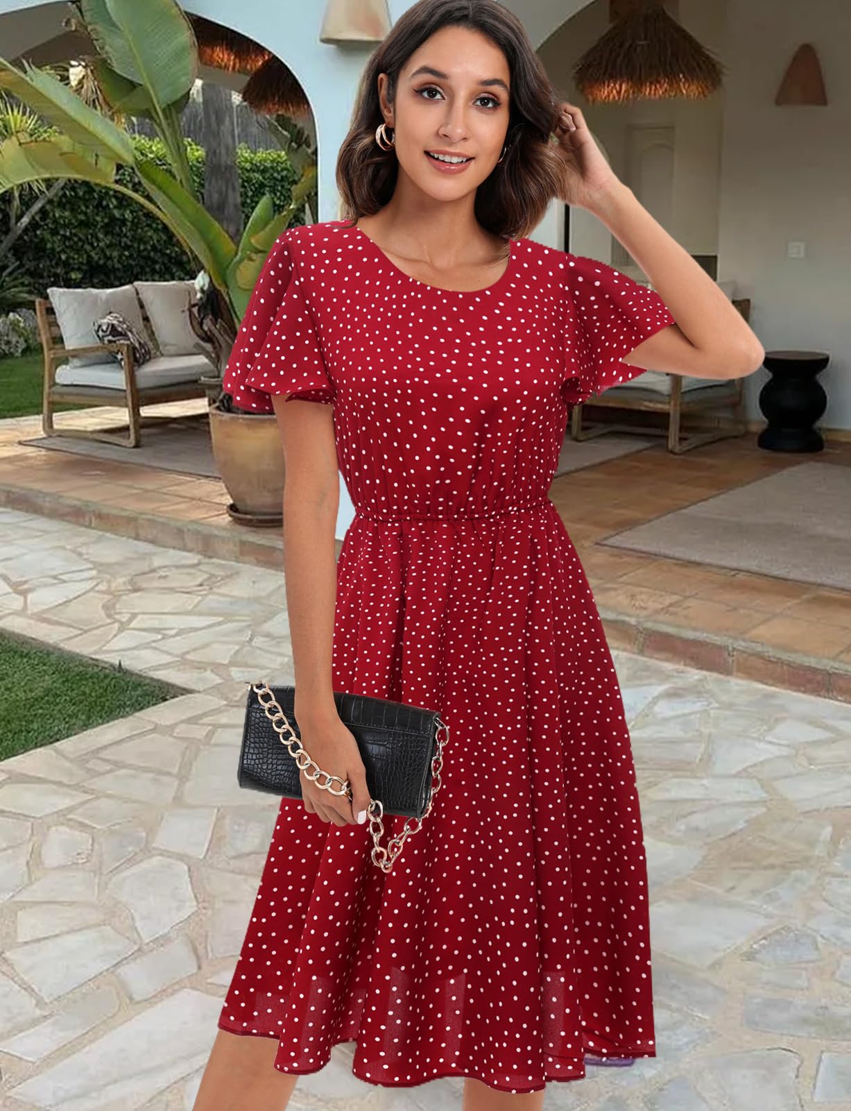 Floral Chiffon Summer Dress for Women - Elastic Waist Sun Beach Dress | Casual Outdoor Wear, Vacation, Party & Special Occasions