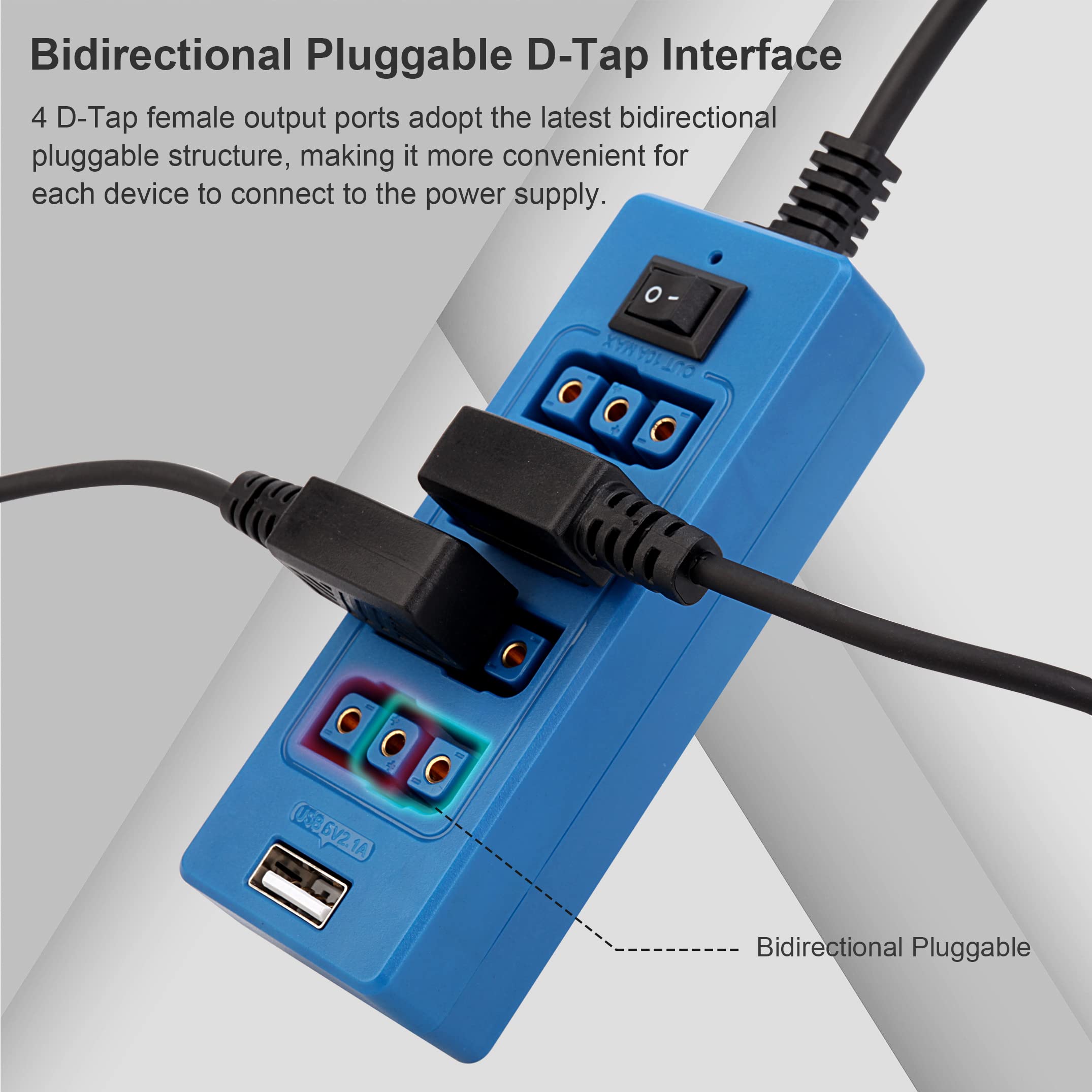 D-TAP Male to 4-Port D-TAP Female Power Splitter Adapter with USB Output - Compatible with V-Mount/Gold Mount Batteries, DSLR Cameras, ARRI RED, LED Video Lights, Monitors, BMPCC 4K/6K - Perfect for Professional Filmmaking, Photography & Mobile Device Charging