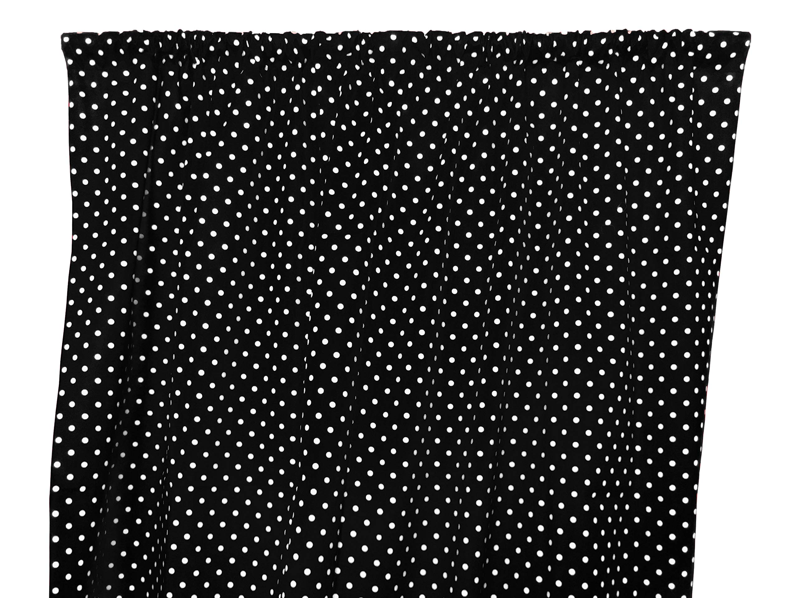Polka Dot Cotton Curtain Panel - 58x36 Inch White Black for Home Decor