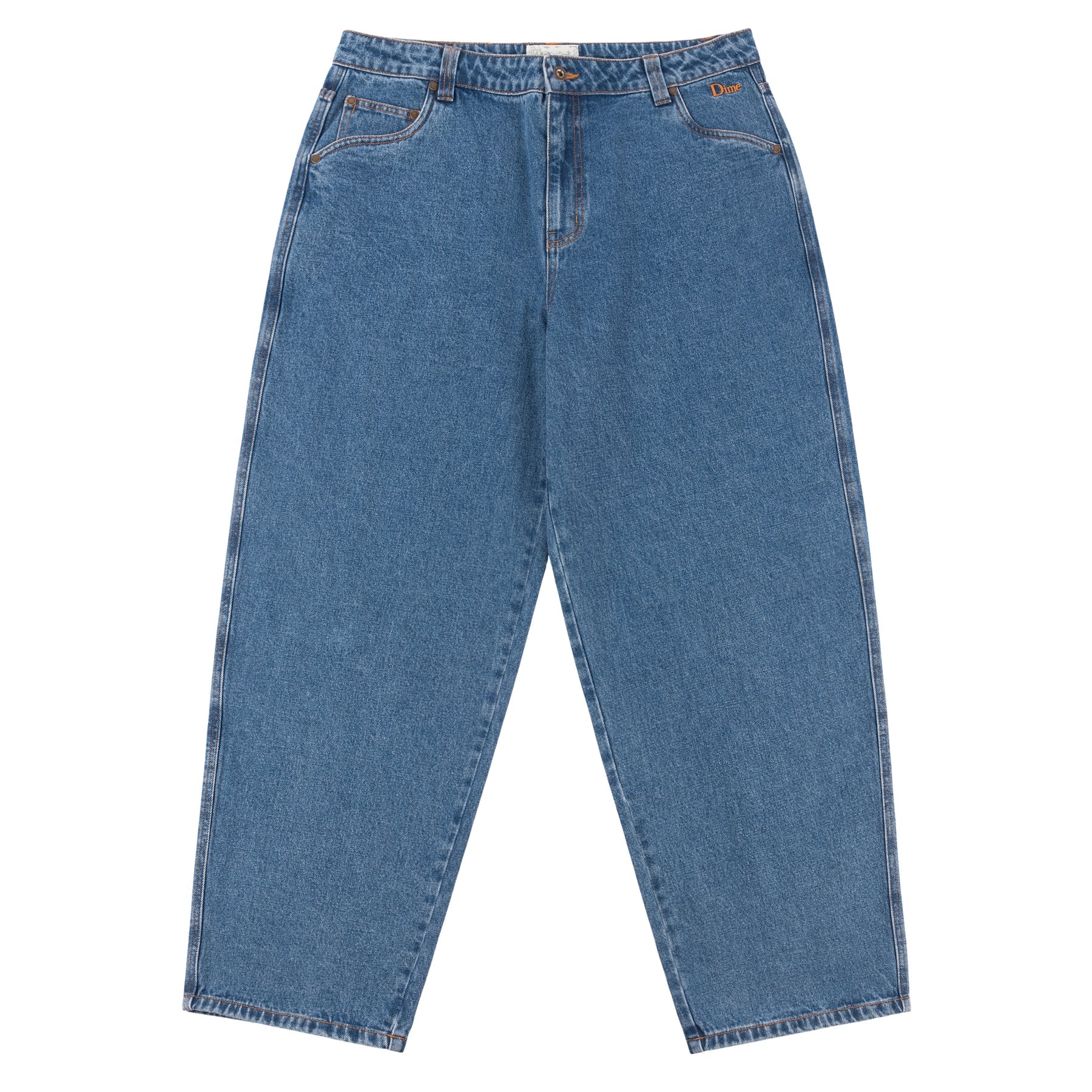 Dime Classic Baggy Denim Pants for Men - Indigo Washed Relaxed Fit Jeans | Casual Streetwear, Hip Hop Fashion, Everyday Wear