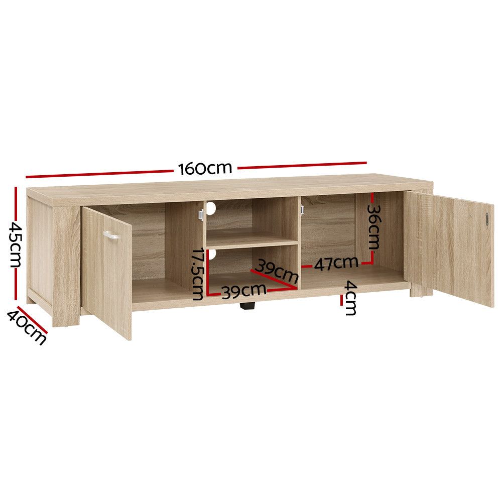 Artiss 160cm Oak TV Stand with Storage - Modern Entertainment Center for Living Room, Bedroom & Home Theater