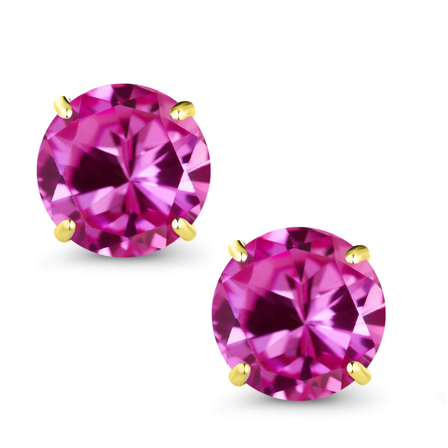 14K Yellow Gold 7MM Round Birthstone Stud Earrings for Women & Men | Gem Stone King | Perfect Gift for Anniversary, Birthday & Special Occasions