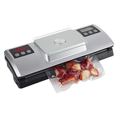 Nesco VSS-01 Automatic Food Vacuum Sealer with Digital Scale & Starter Kit - Silver | Fresh Food Storage, Meal Prep, Sous Vide Cooking, Freezer Organization | Airtight Preservation for Longer Shelf Life