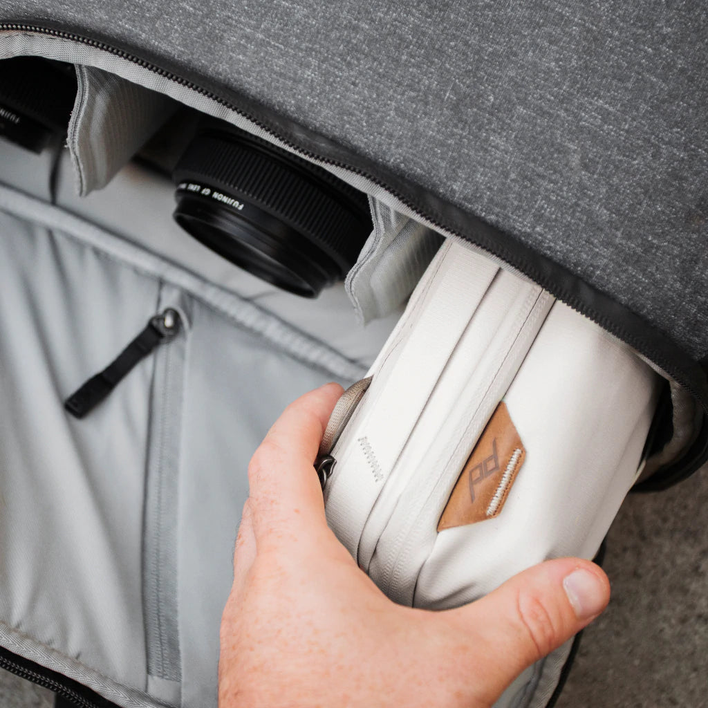 Peak Design Tech Pouch V2 - Premium Travel Organizer for Electronics & Cables (Bone Color) - Perfect for Business Trips, Digital Nomads & Everyday Carry