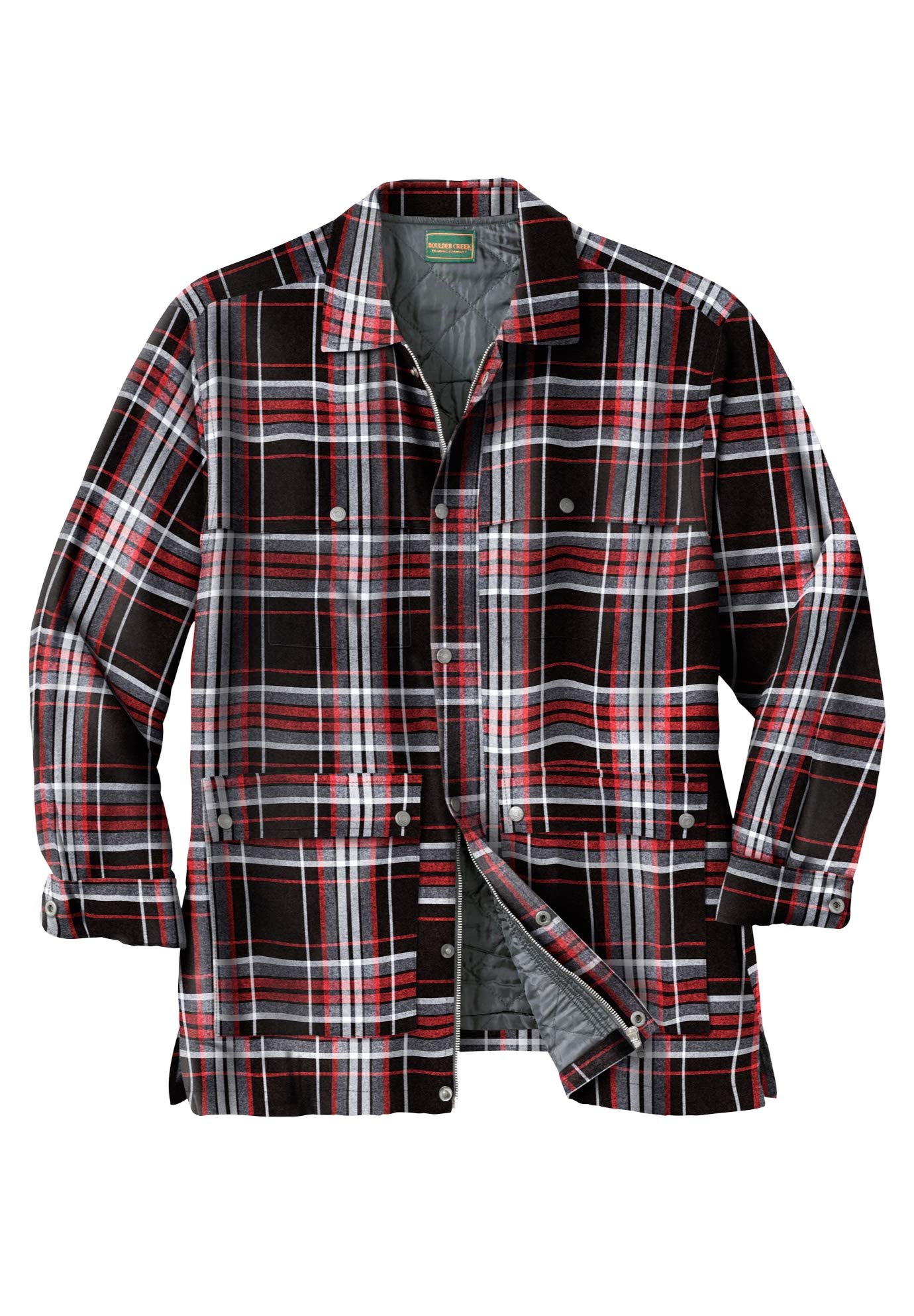KingSize Men's Big & Tall Flannel Shirt Jacket - Full Zip Snap Closure Renegade Style for Outdoor & Casual Wear