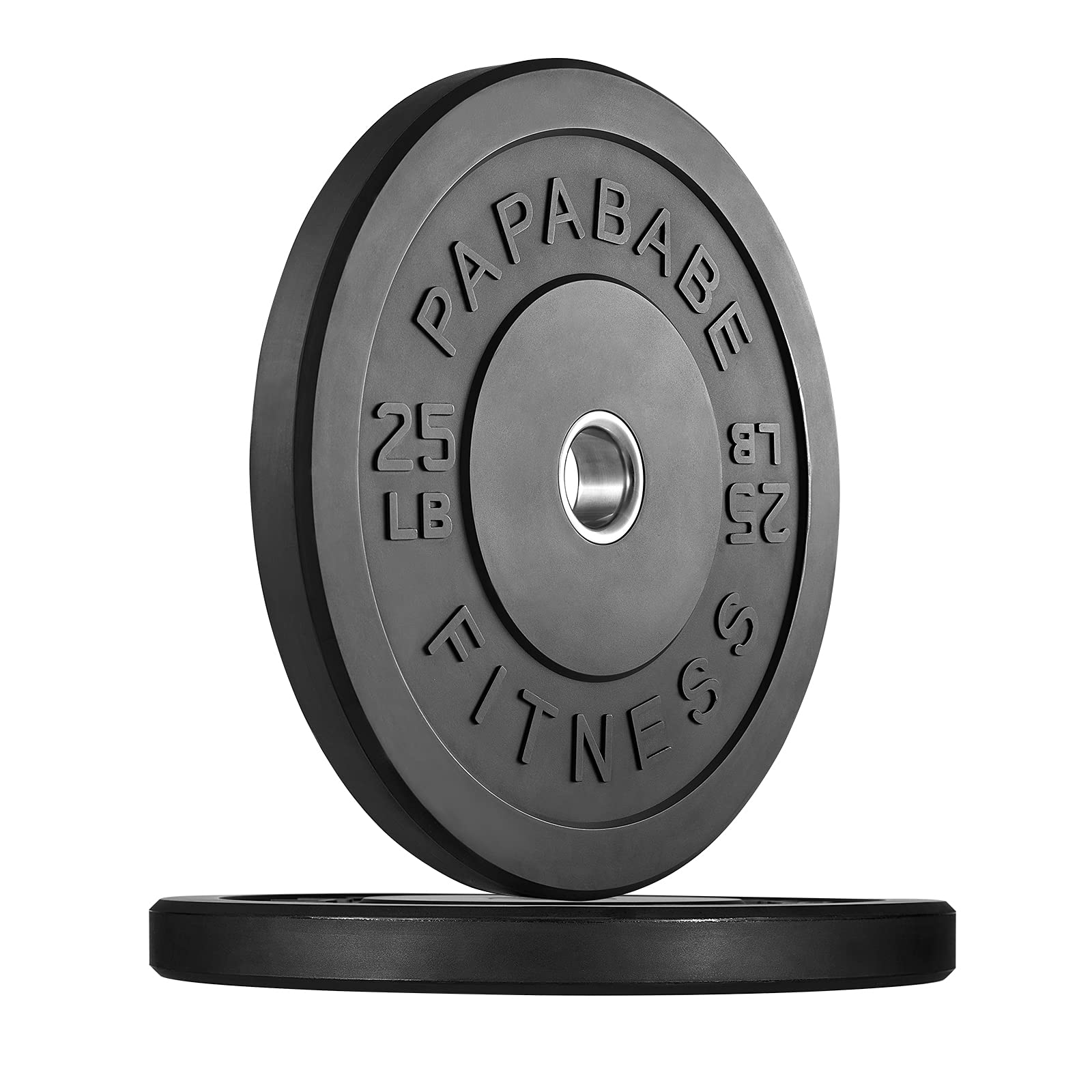 Papababe 2-Inch Olympic Bumper Plates – Color Coded Weight Plates with Steel Insert for CrossFit, Powerlifting & Home Gym Workouts – Perfect for Garage Gym Strength Training & Weightlifting