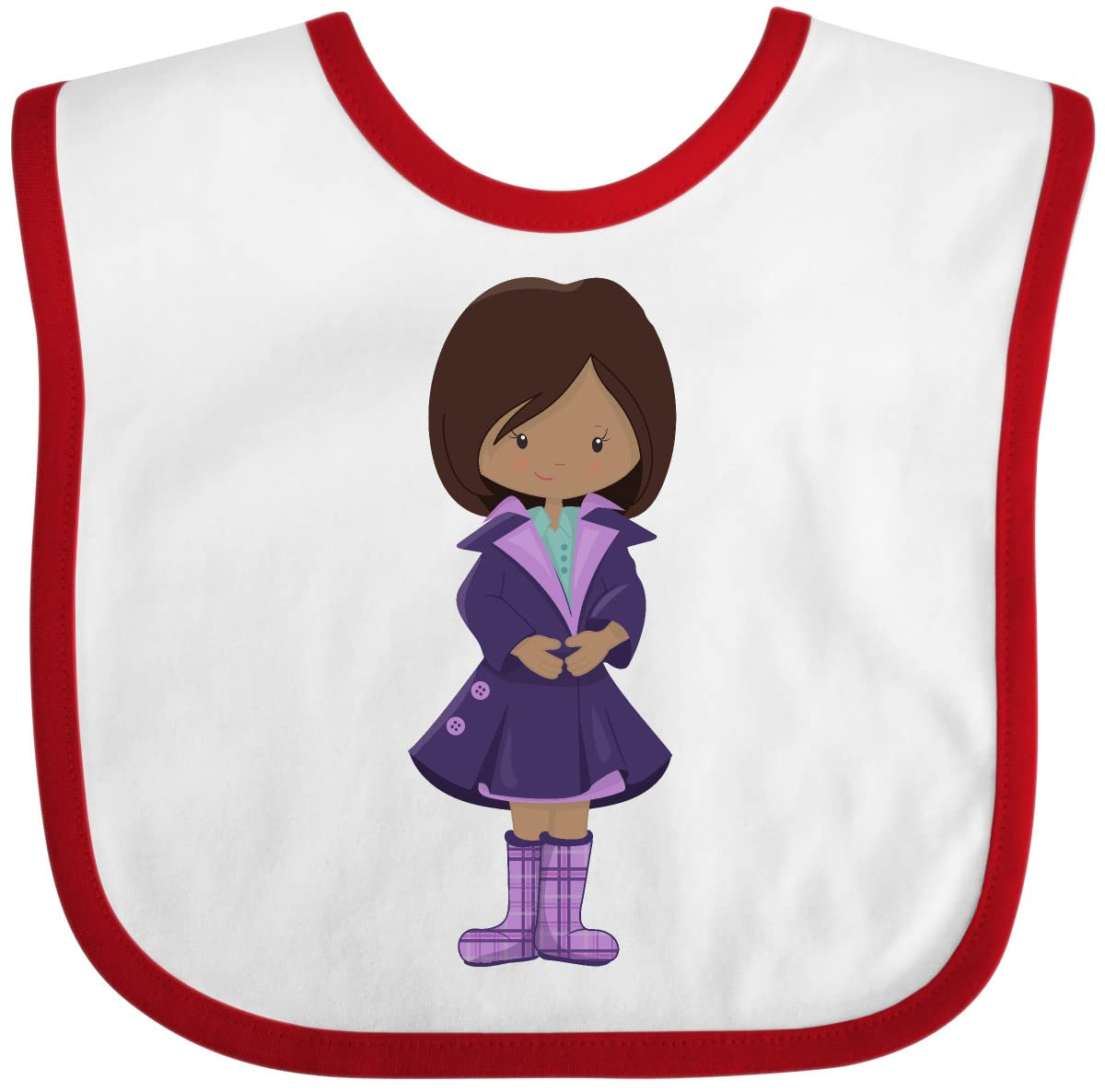 Inktastic African American Girl Fashion Trench Coat Baby Bib - Soft & Absorbent for Mealtime, Playtime & Photo Shoots