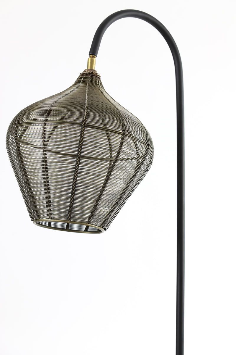 Alvaro Modern Floor Lamp with Adjustable Height - Matt Black & Antique Bronze Finish for Living Room, Bedroom, or Office Lighting