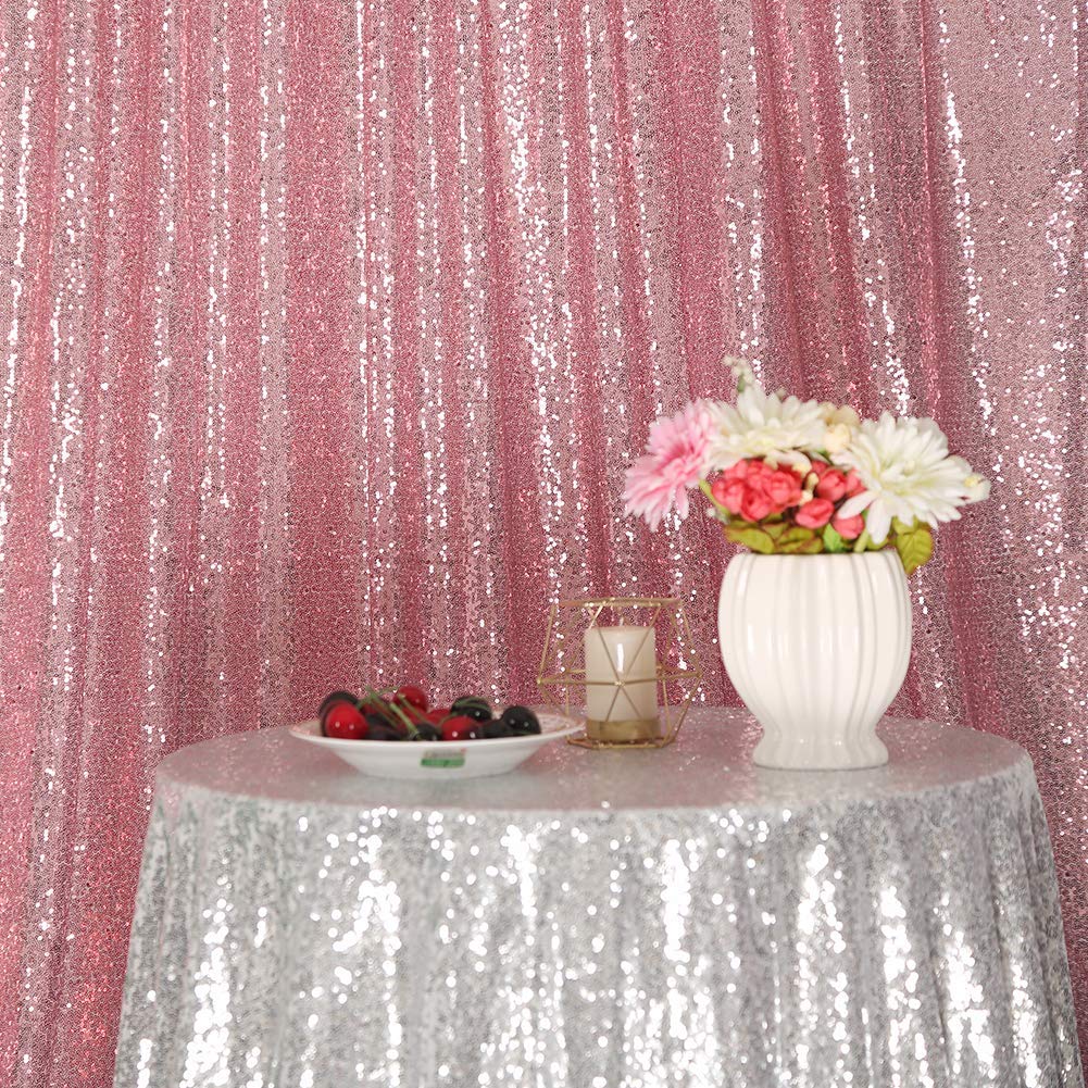 Hot Pink Sequin Curtain Backdrop 2ft×8ft - Perfect for Wedding Photos, Birthday Parties & Events | Sparkling Photo Booth Background & Decorative Wall Panel