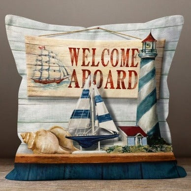 Coastal Quotes Set of 4 Decorative Throw Pillow Covers - Boho Beach House Decor for Living Room, Bedroom, or Porch