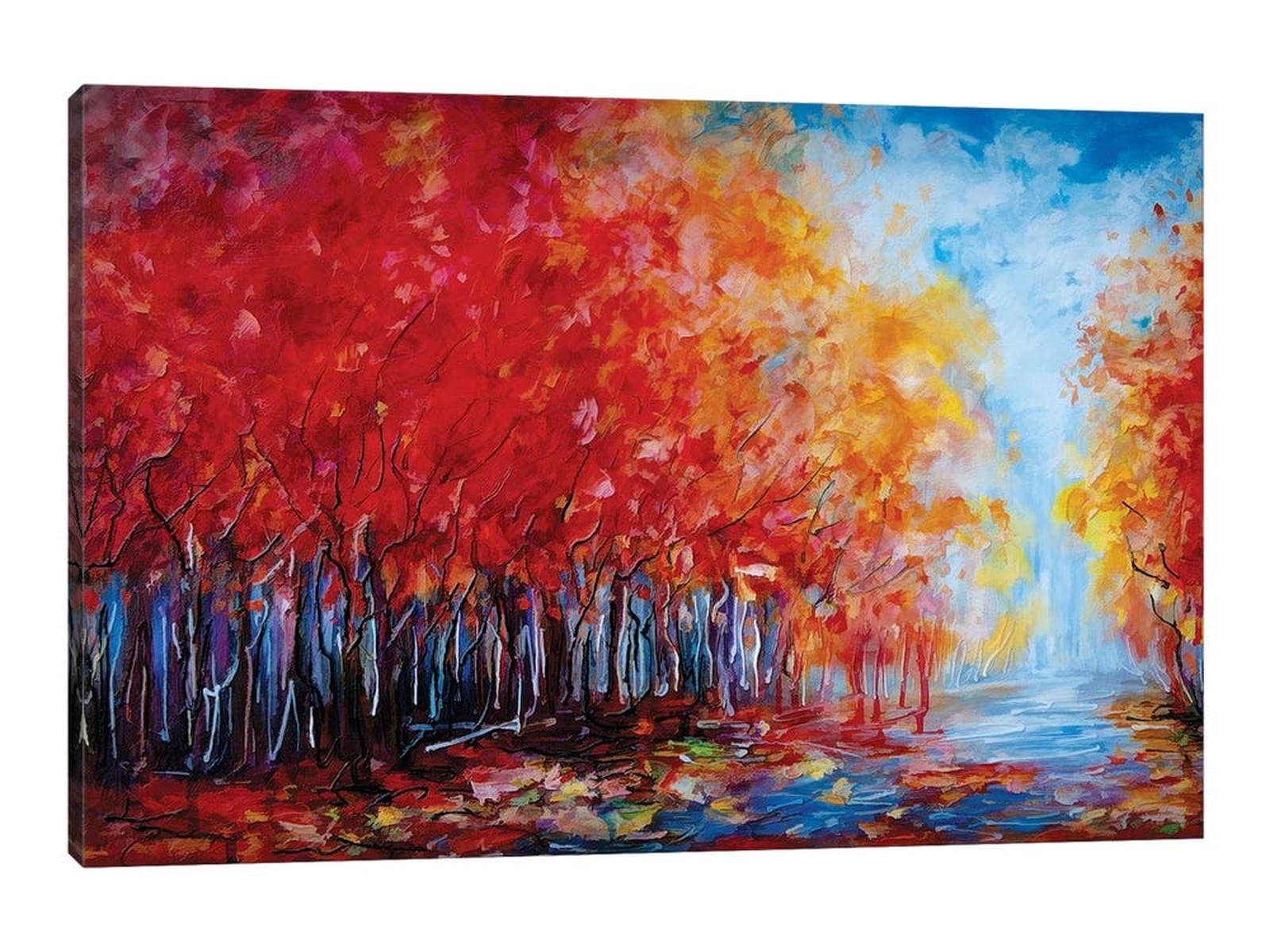 TIMUBA Abstract Fall Forest Canvas Wall Art - Wine Red Nature Landscape Painting for Living Room Decor (18x24 Inches) | Perfect for Home, Office & Bedroom Wall Decor