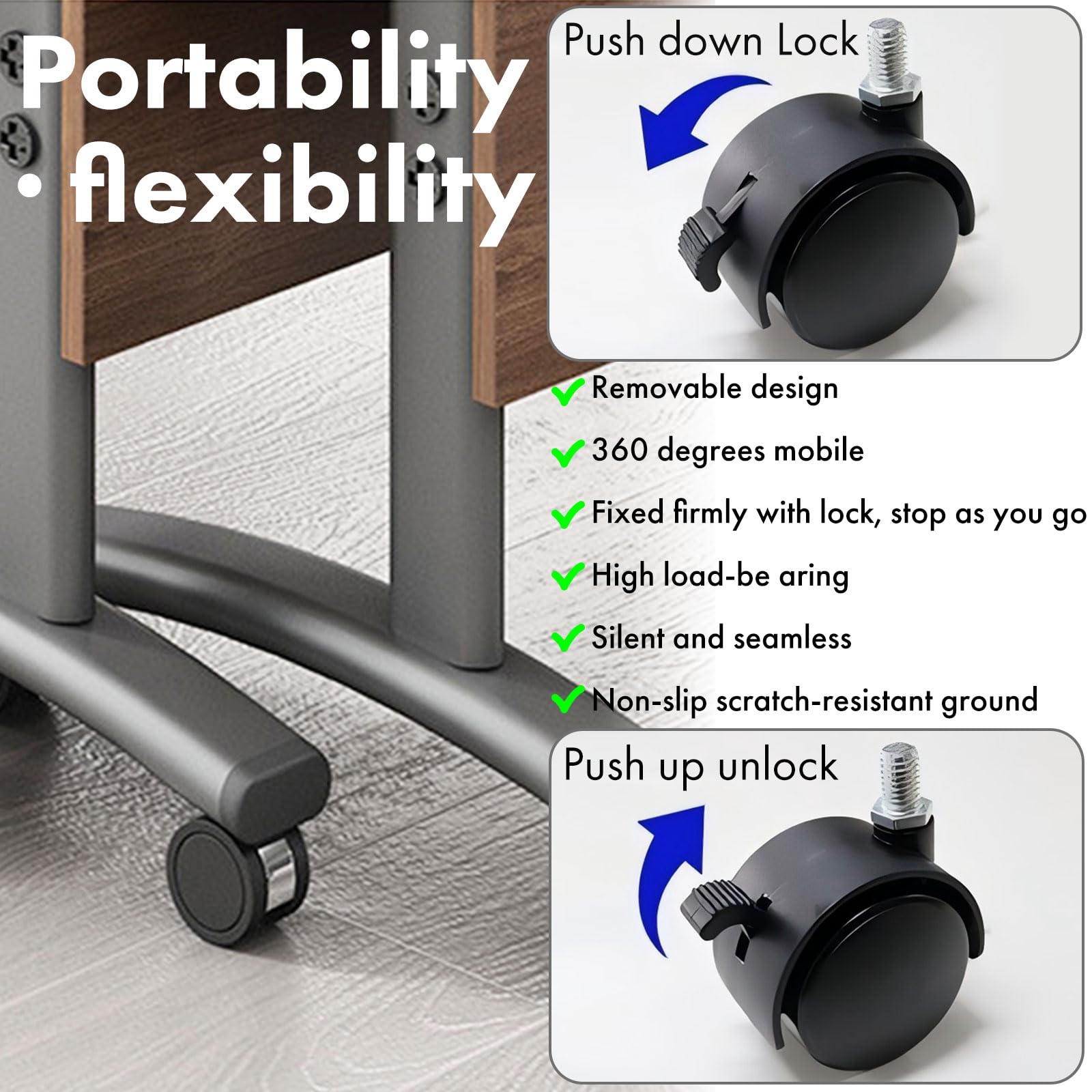 Foldable Conference Table with Wheels - 55.1