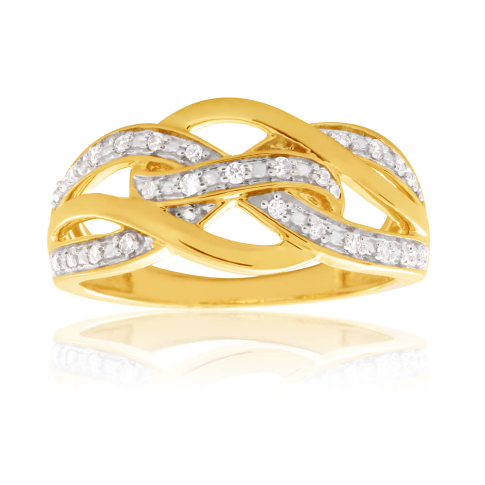 25 Brilliant Cut Diamond Ring in 9ct Yellow Gold - Elegant Engagement & Wedding Jewelry for Women