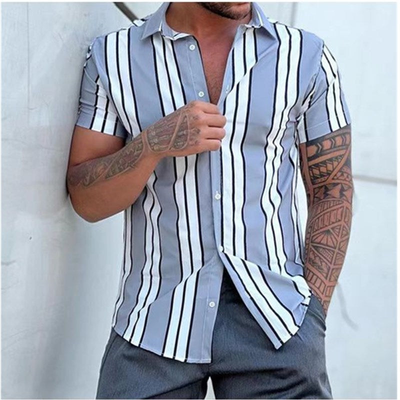AntoniosClothing Vintage Striped Shirt for Men & Women | Retro 90s Style Cotton Button Down Top | Perfect for Casual Wear, Parties & Photo Shoots
