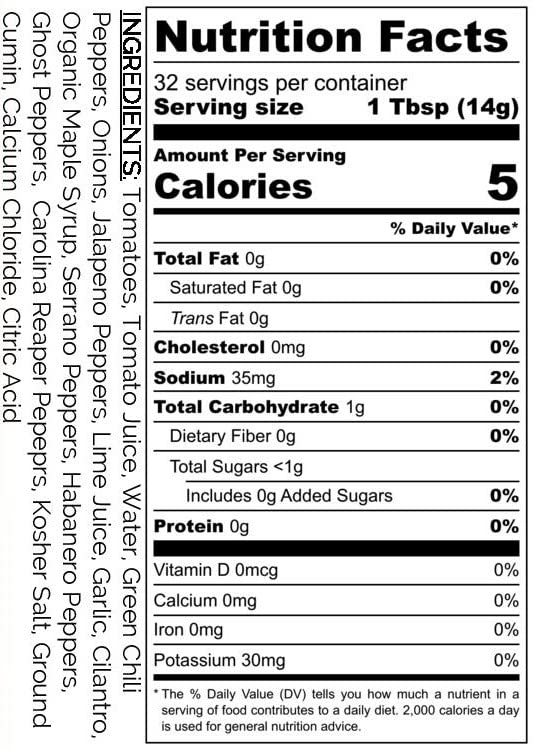 Sixth Day Snacks Carolina Reaper XXX Hot Salsa 16oz - Gluten Free, Vegan, Low Sodium Salsa with Fresh Ingredients - Perfect for Tacos, Nachos, Chips & Spicy Food Lovers
