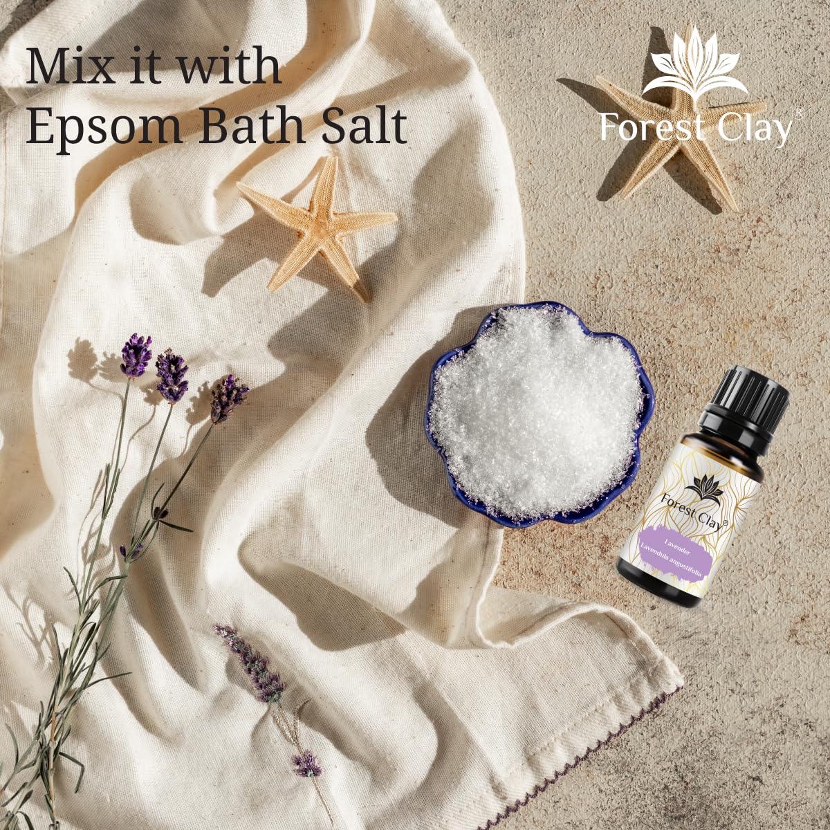 Pure Lavender Essential Oil for Skin & Hair - 100% Natural Undiluted Forest Clay Aromatherapy Oil, 30ml | Moisturizing, Relaxation & Stress Relief for Spa, Bath & Massage