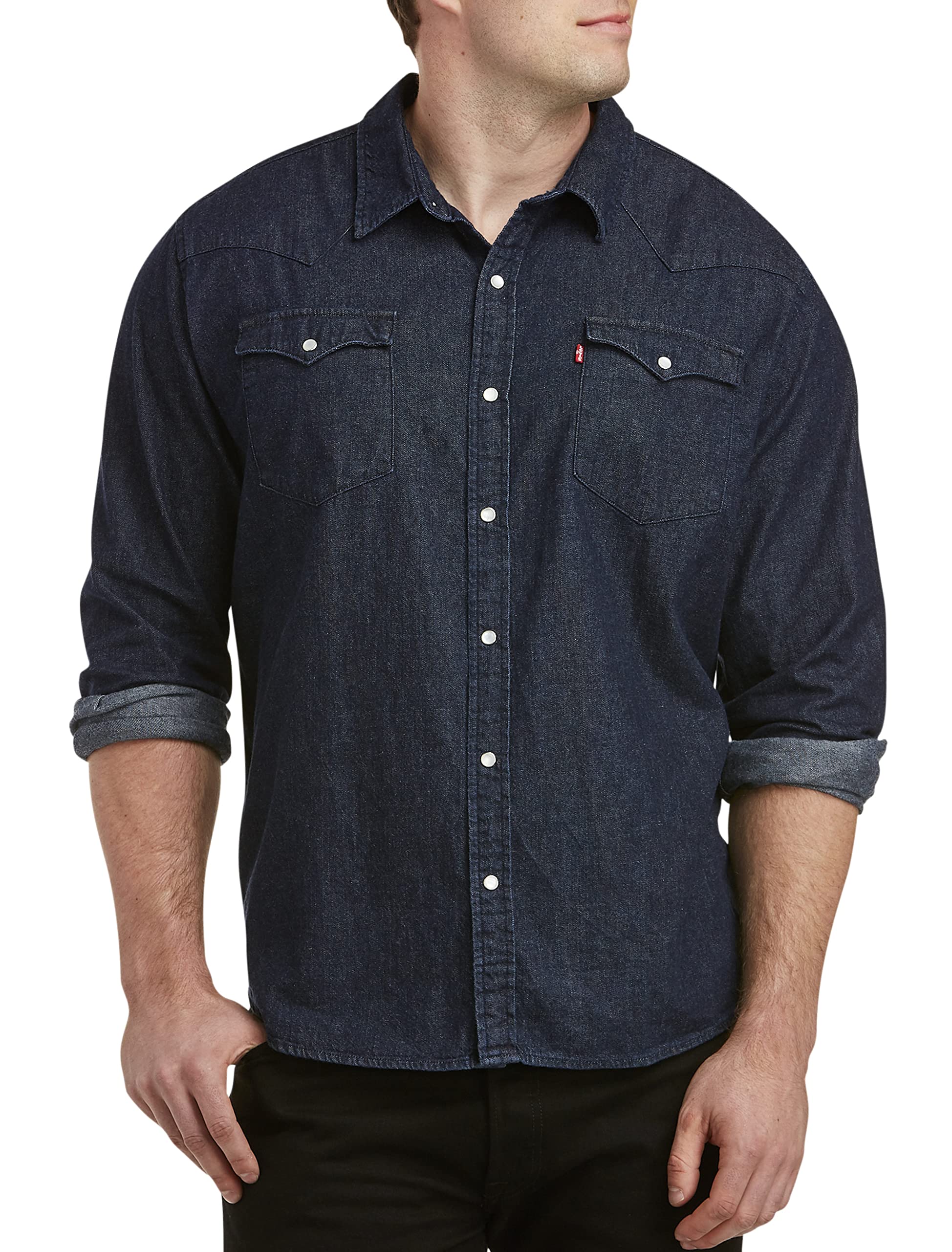 Levi's Rinse Wash Denim Shirt for Men - Classic Blue Distressed Button-Up Shirt, Relaxed Fit 4XL - Perfect for Casual Outfits, Layering & Outdoor Activities