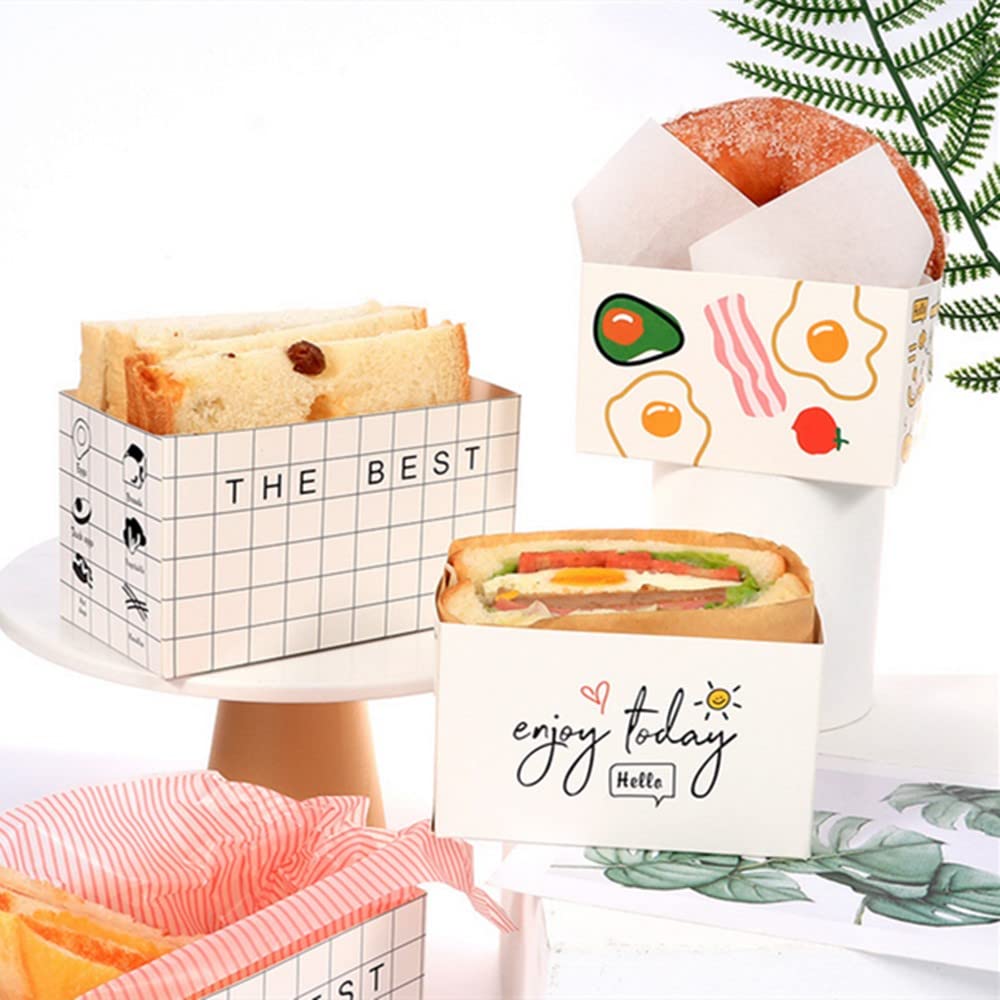 50 Pack Eco-Friendly Paper Take Out Containers | Mini Burger Boxes, Sandwich & Hot Dog Packaging | Food-Grade Toast & Donut Holding Trays | Perfect for Restaurants, Food Trucks, Cafes & Catering Services (Size L-A)
