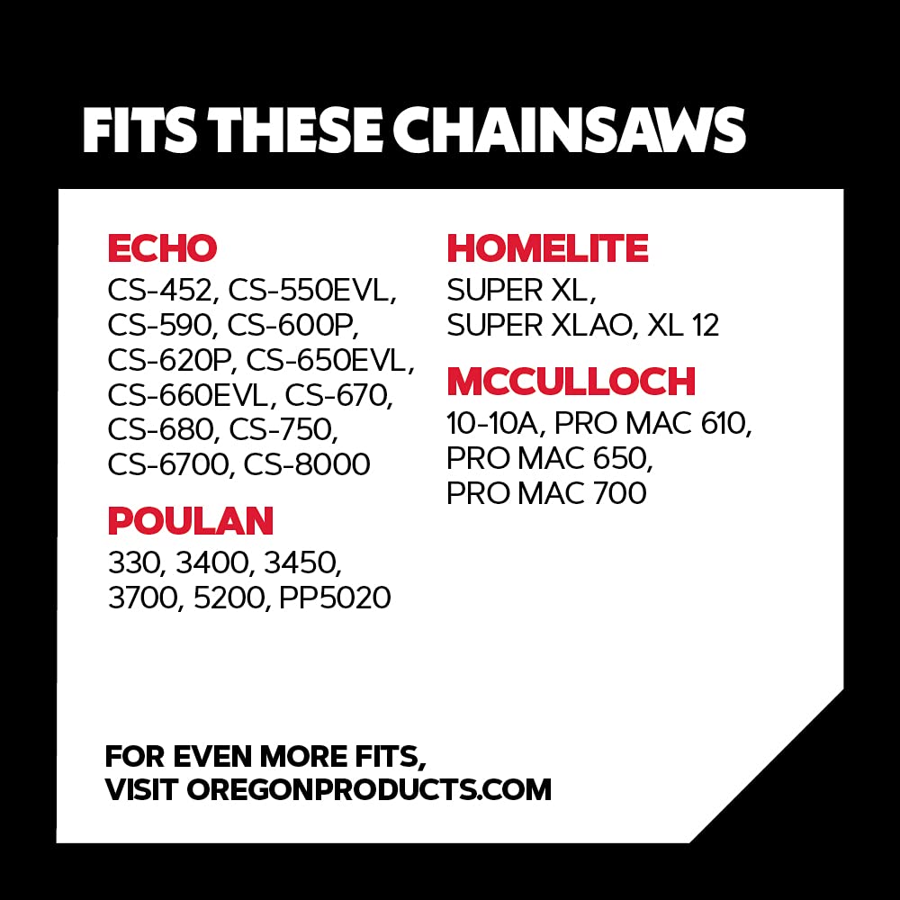 Oregon D70 AdvanceCut Chainsaw Chain - 20-Inch Bar Replacement Low-Kickback Chain for Poulan Pro & Echo Chainsaws - 70 Drive Links, .050 Gauge, 3/8 Pitch - Perfect for Tree Trimming, Firewood Cutting & Landscaping