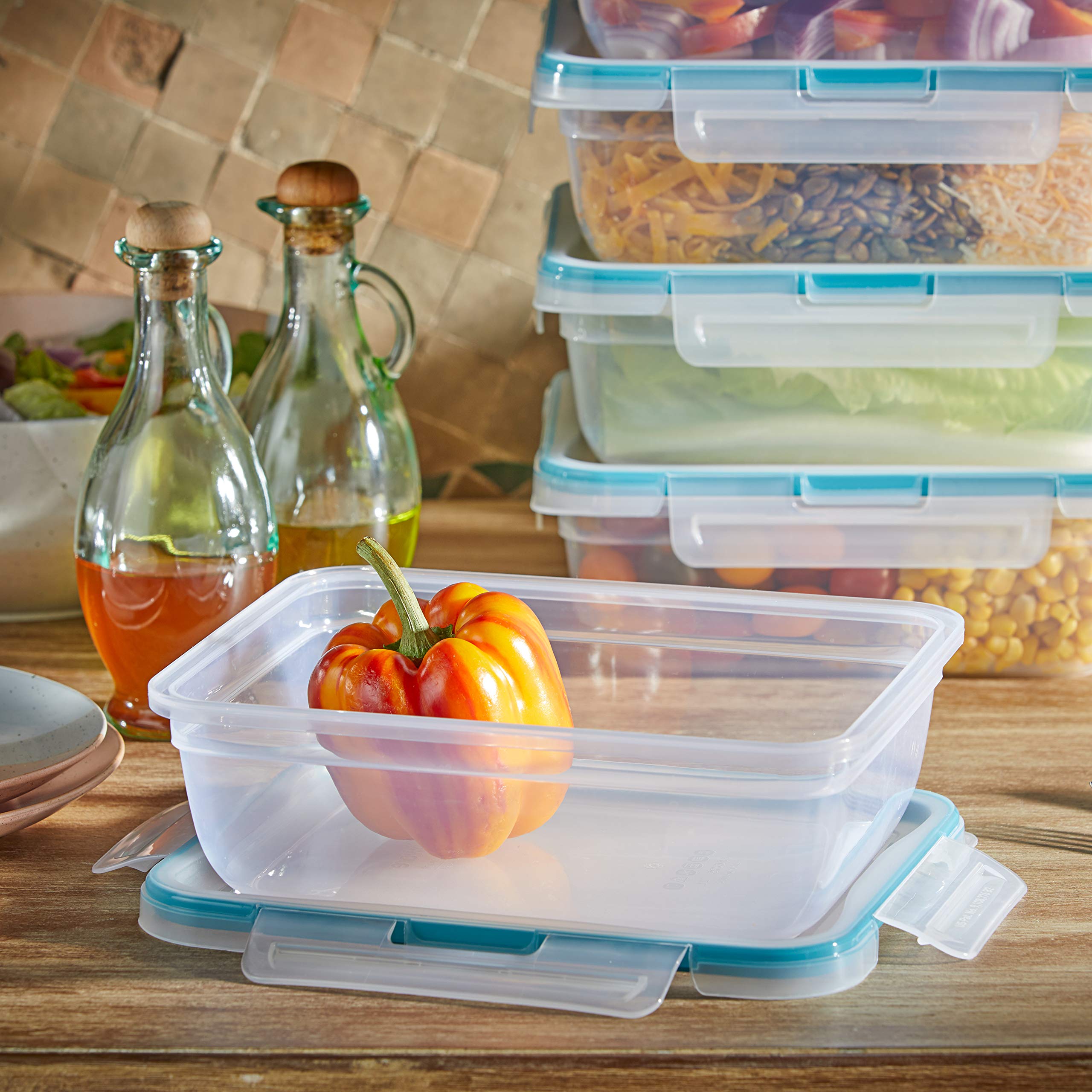 Snapware Total Solution 10-Piece BPA-Free Plastic Food Storage Container Set | 8.5-Cup Meal Prep Containers with Leakproof Lids | Microwave, Dishwasher & Freezer Safe | Ideal for Meal Prepping, Leftovers & Food Organization - Clear