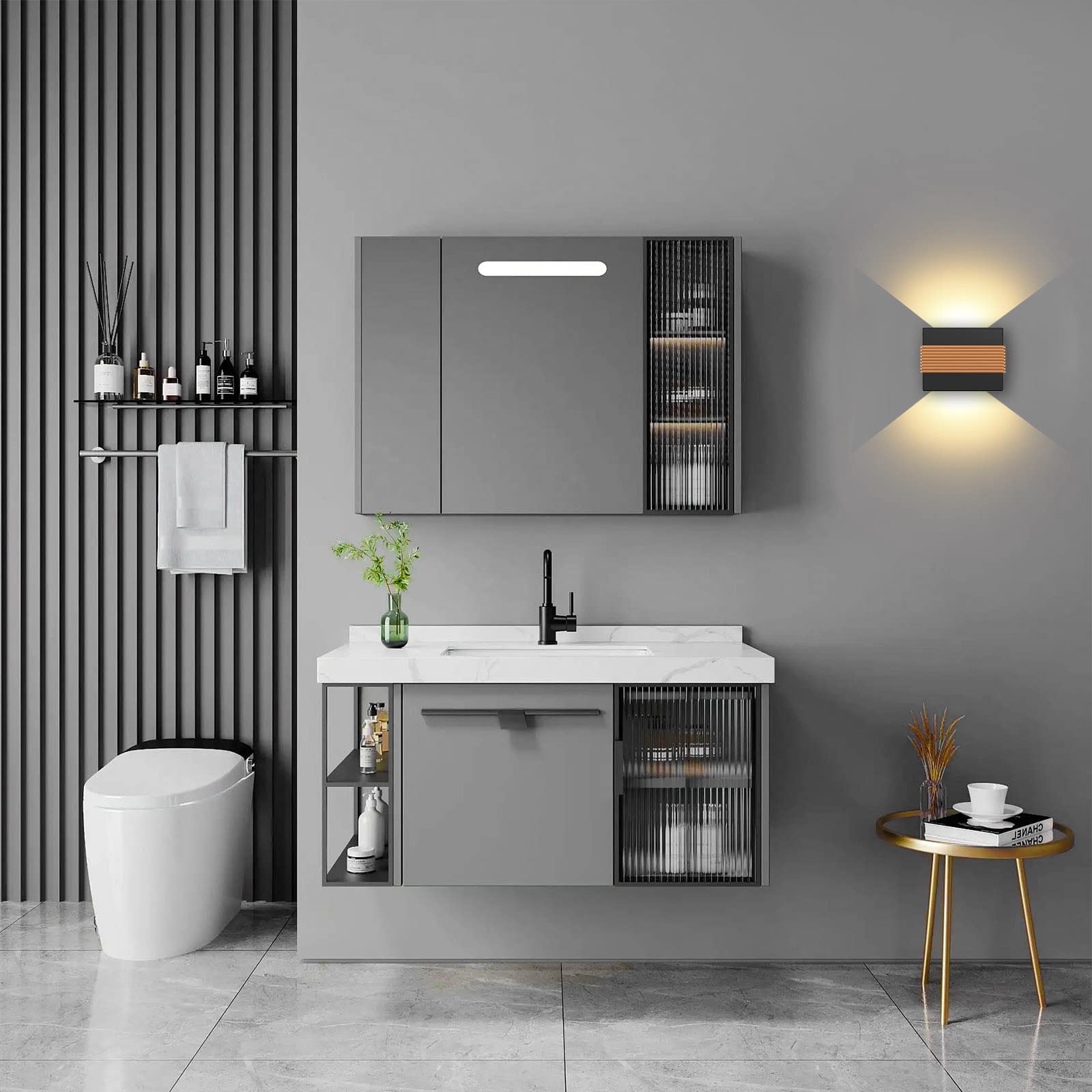 Kawell Modern LED Wall Sconces - Up Down LED Wall Light 10W, Indoor/Outdoor Wall Mount Fixtures for Bedroom, Living Room, Stairs, Porch - Warm White Lighting for Cozy Ambiance & Energy Efficiency