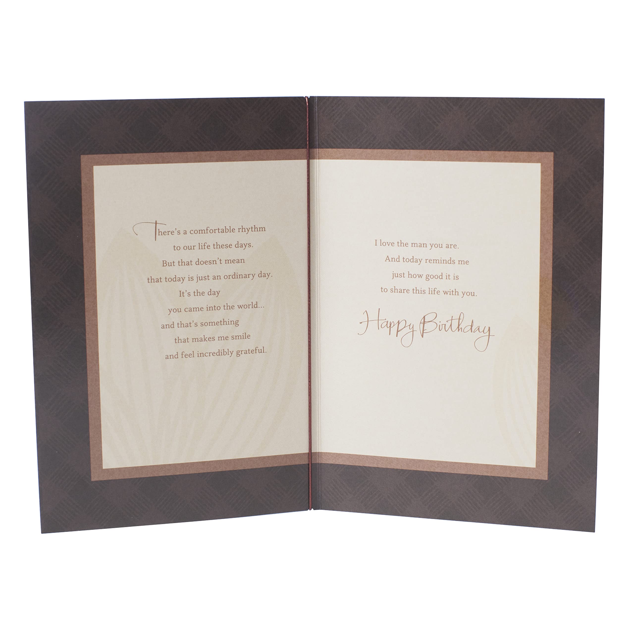 Hallmark Romantic Birthday Card - Gold & Green Leaf Design | Birthday Card for Husband - Plaid & Floral Pattern | Perfect for Anniversaries, Valentine's Day & Special Occasions
