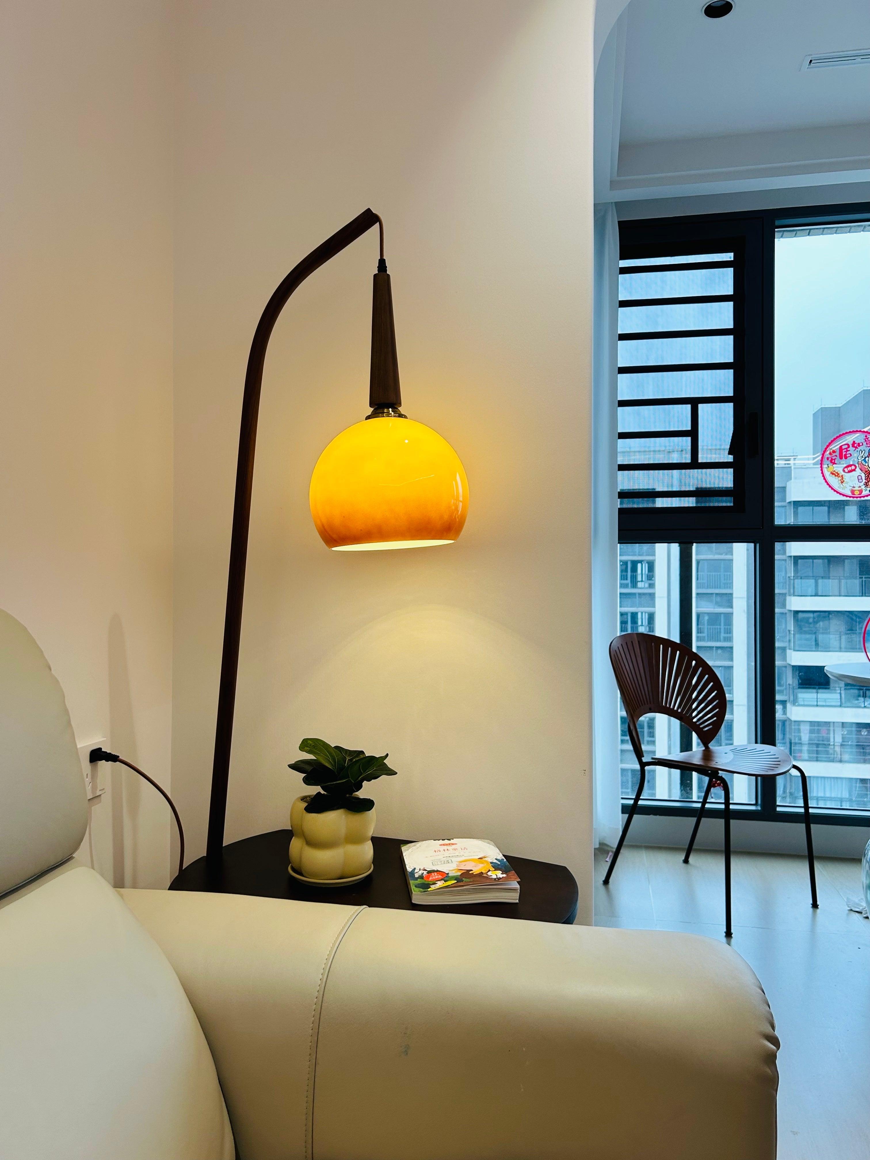 Modern Cantilever Wood Accent Floor Lamp - Adjustable Reading Light for Living Room, Bedroom & Office - Warm Ambient Lighting for Cozy Home Decor