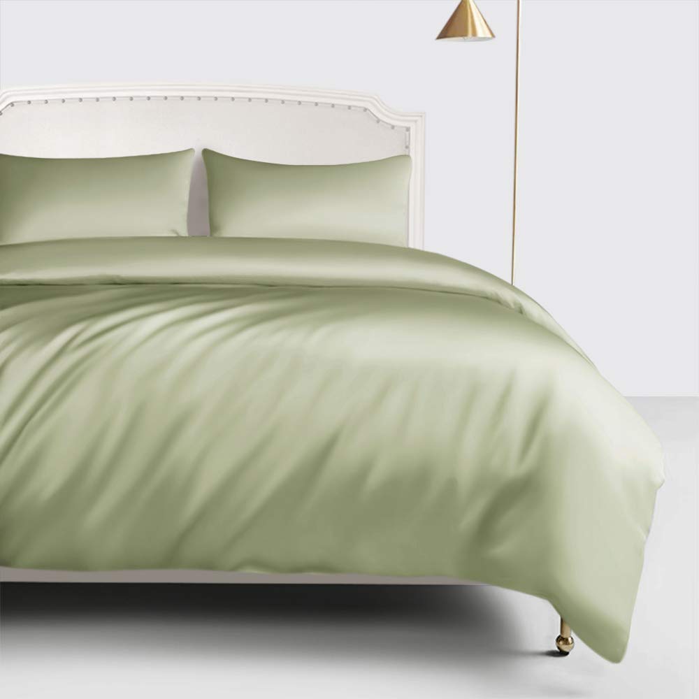 Luxury 7-Piece Twin XL Comforter Set - 600 GSM Sage Satin Duvet Insert with Sheets (Comforter, Flat Sheet, Fitted Sheet, 4 Pillowcases) - Perfect for Dorms, Guest Rooms & Cozy Bedrooms