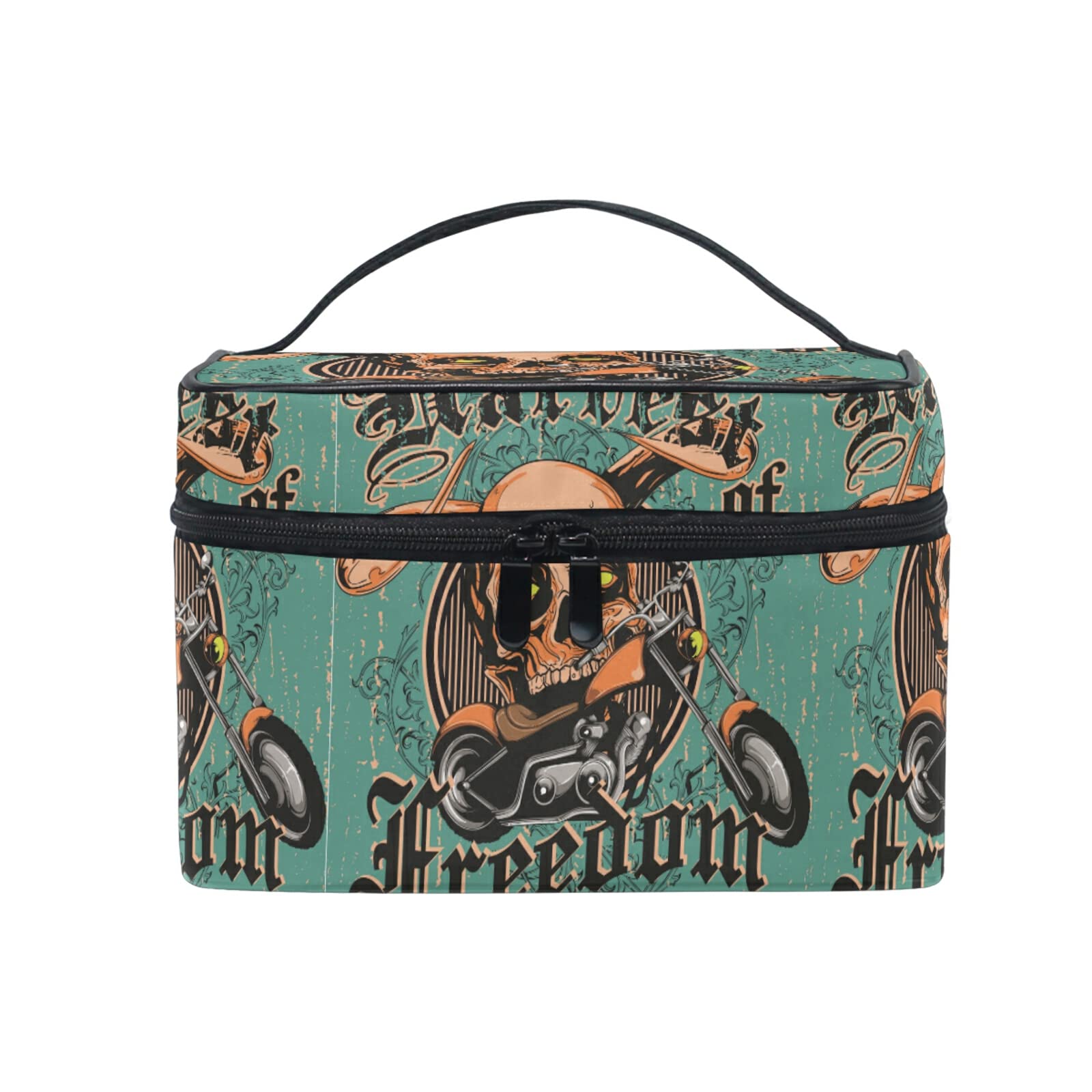 Vintage Skull Makeup Bag for Women - Retro Cosmetic Pouch & Toiletry Travel Case - Perfect for Travel, Gym, and Everyday Use
