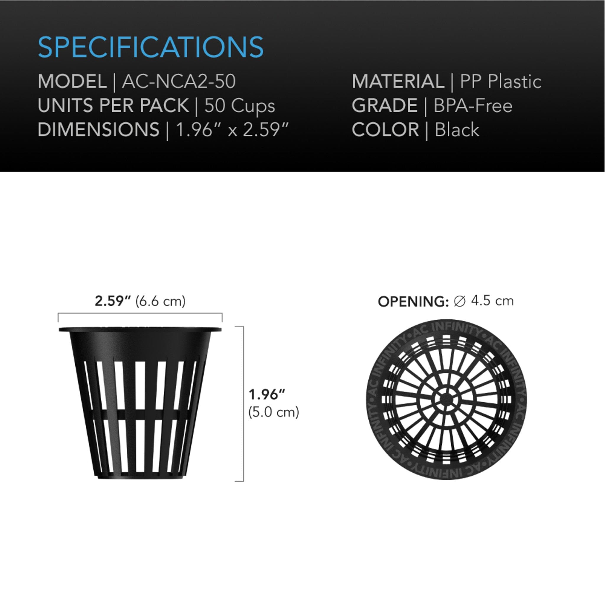 50 Pack 2 Inch Mesh Net Cups with Wide Lips - Perfect for Hydroponics, Aquaponics, and Seed Starting - Slotted Pots for Healthy Plant Growth