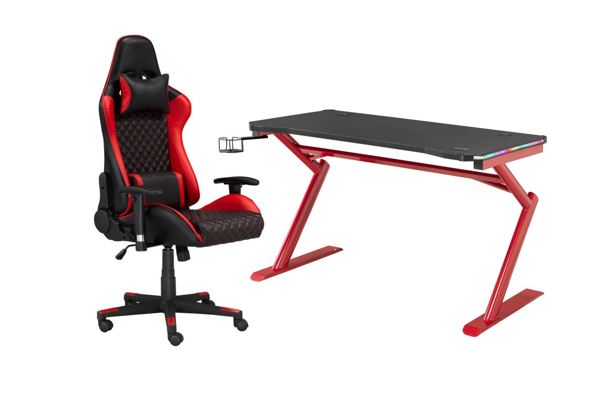Premium Gaming Desk & Chair Set in Red/Black - Ergonomic Design for PC & Console Gamers - Perfect for Home Office & Gaming Setup