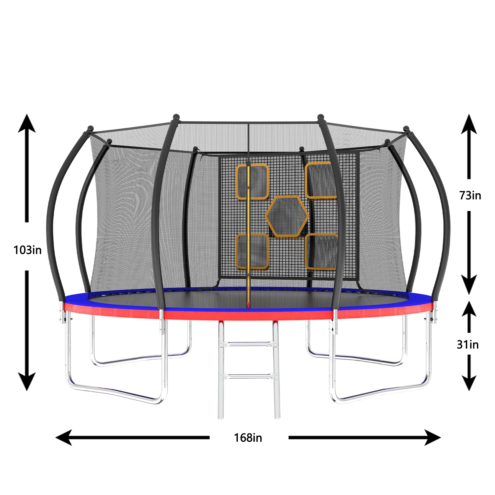 14FT Trampoline for Kids and Adults - ASTM Approved Outdoor Trampoline with Safety Enclosure Net & Ladder - Heavy Duty Round Trampoline for Backyard, Garden, and Park Fun - Perfect for Family Exercise, Birthday Parties, and Outdoor Recreation
