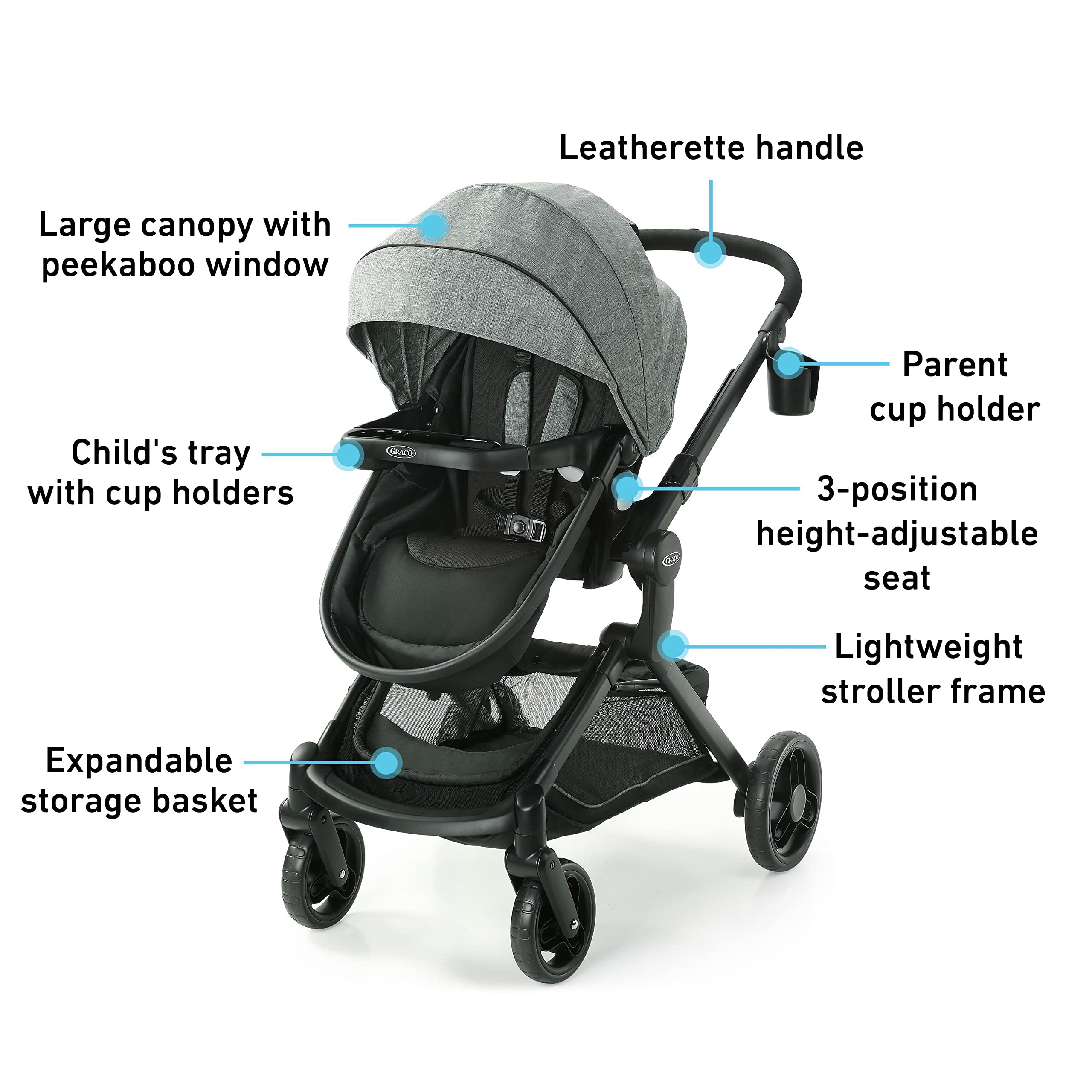 Graco Modes Nest Baby Stroller with Adjustable Height & Reversible Seat - Lightweight Travel Stroller for Infants & Toddlers, Perfect for Shopping, Travel & Daily Walks