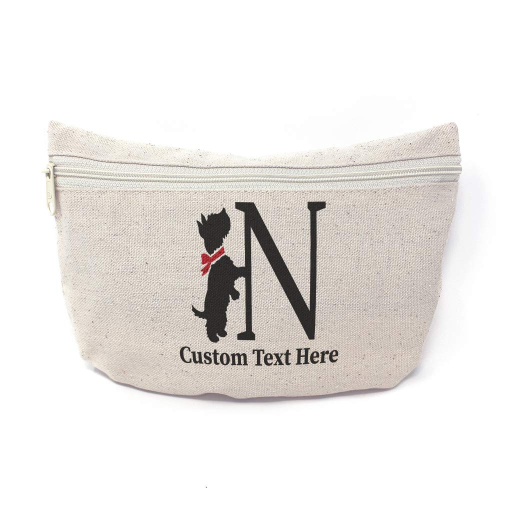 Custom Personalized Canvas Makeup Pouch Letter N - Dog Lover School & Travel Essentials