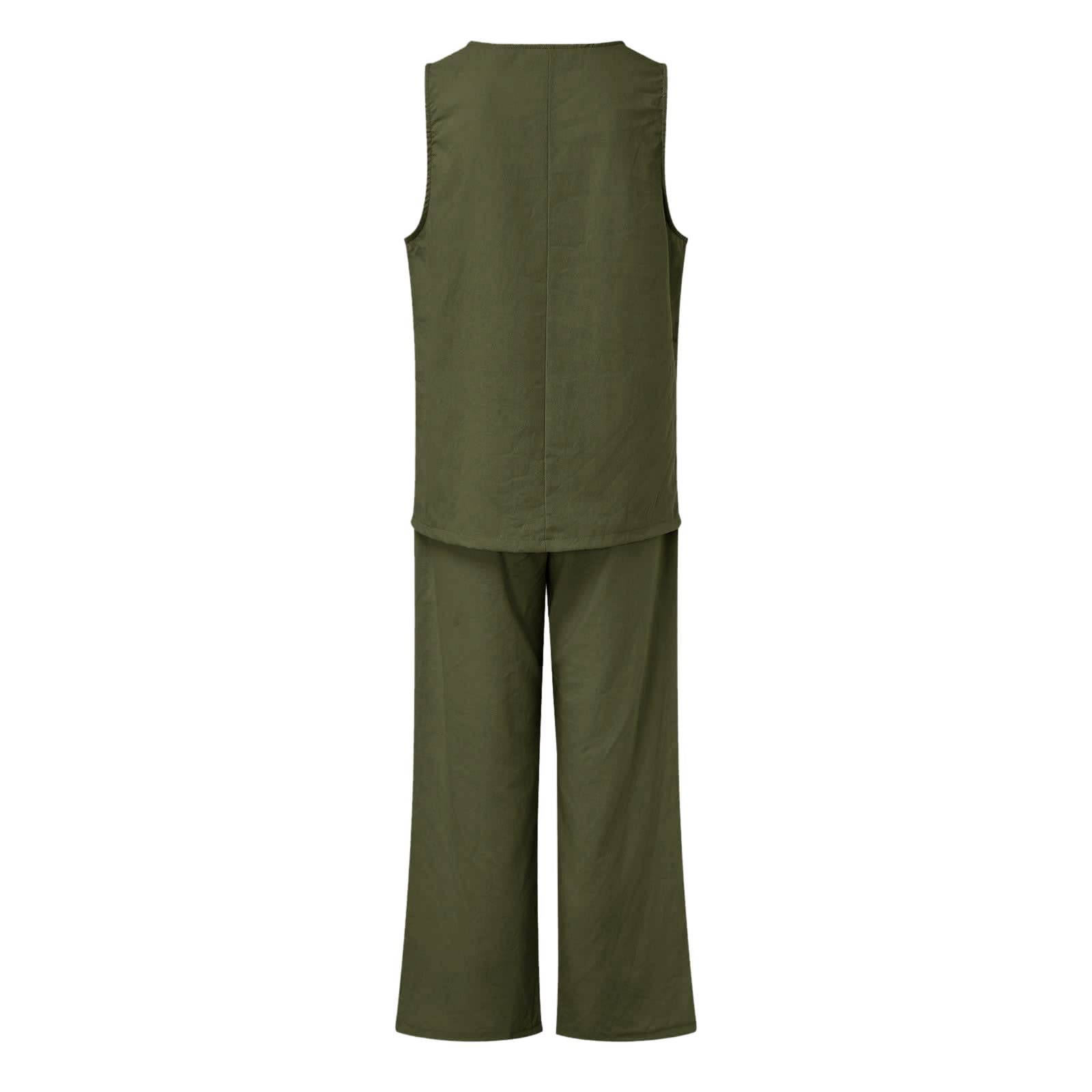 Women's Linen Two-Piece Set - Sleeveless Summer Top & Pants Outfit | Breathable Casual Beachwear for Vacation, Travel & Outdoor Activities
