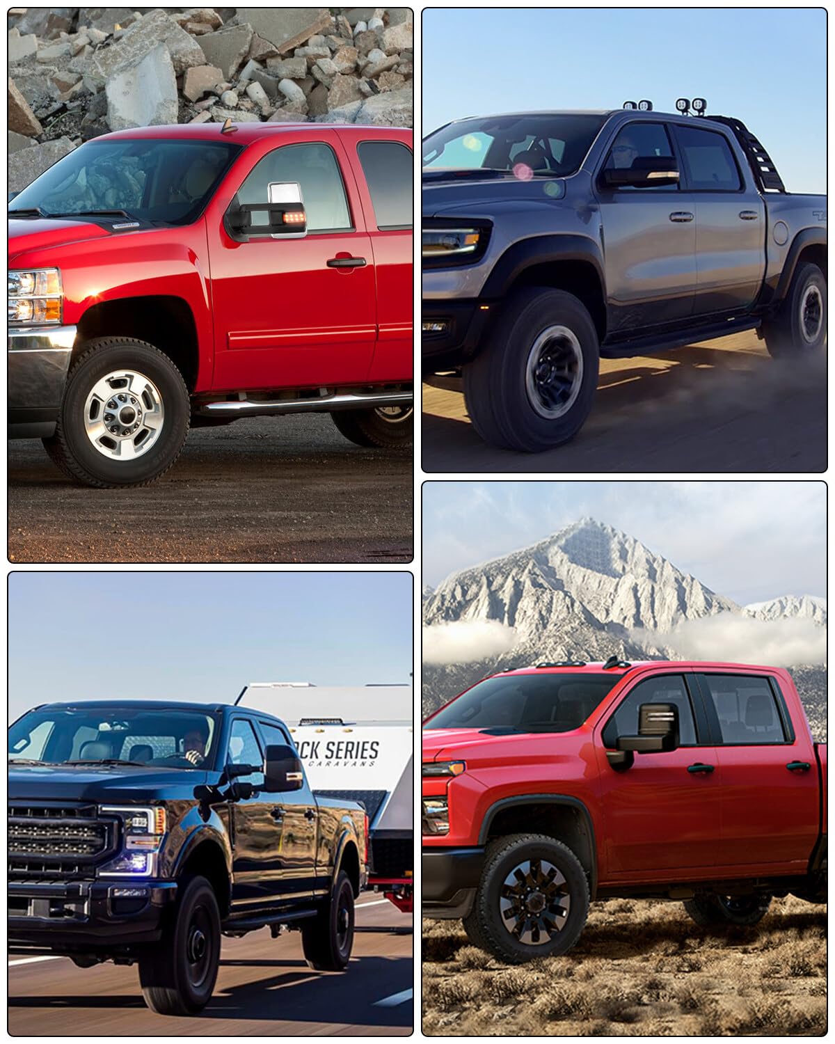 ECCPP Power Heated Towing Mirrors with Turn Signal Lights - Compatible with 2007-2014 Chevy Silverado & GMC Sierra (07 New Body) - Left & Right Side Chrome Housing - Perfect for Towing, Off-Roading & Enhanced Visibility