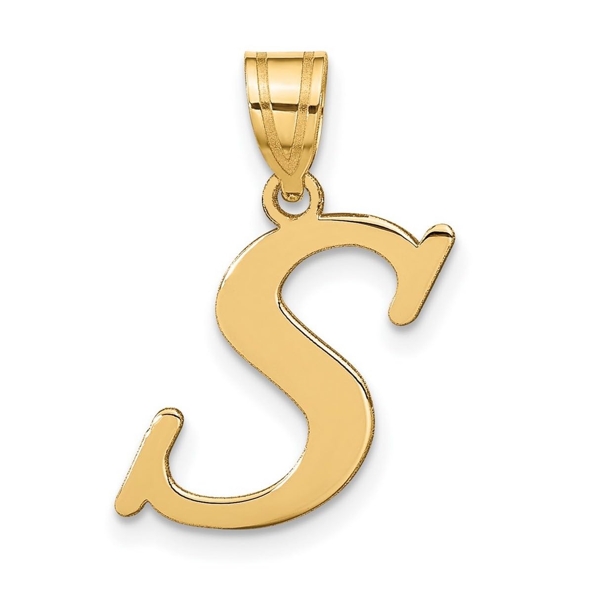14K Gold Polished Letter S Initial Pendant Necklace for Women - Elegant Personalized Jewelry Gift for Birthday, Anniversary & Special Occasions