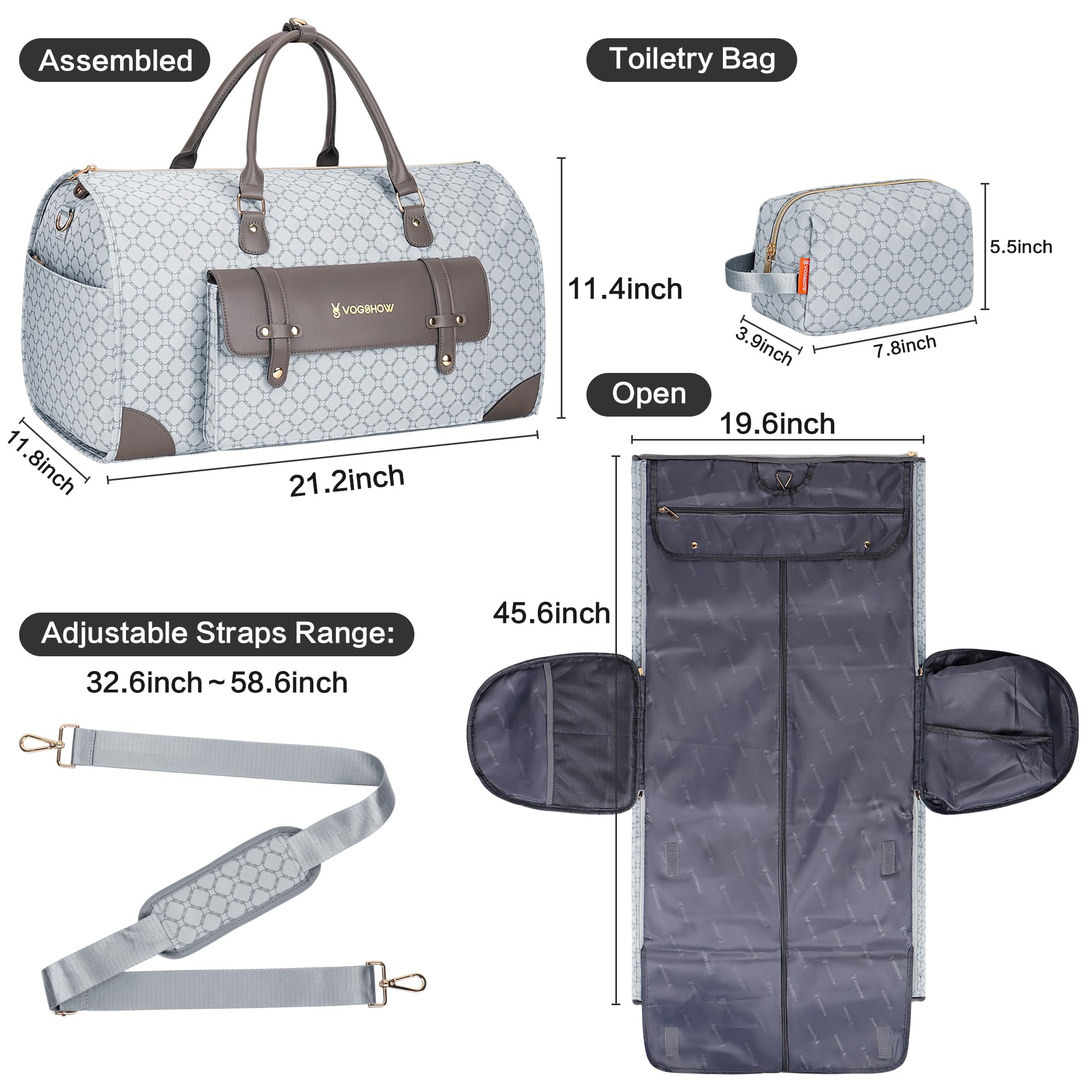2-in-1 Waterproof Convertible Garment Bag with Shoe Compartment & Toiletry Bag - Carry On Travel Garment Duffle for Men & Women - Perfect for Business Trips, Weddings, and Airplane Travel