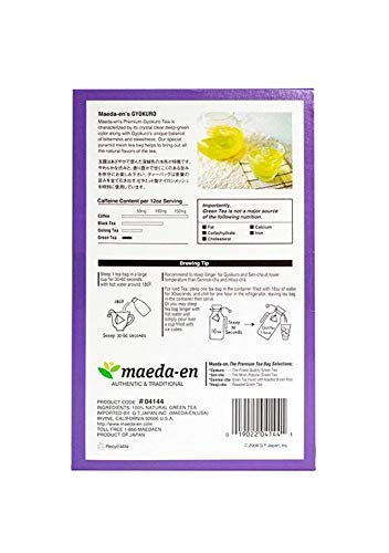 Premium Gyokuro Green Tea Bags - Maeda-en Japanese Loose Leaf Tea (40 Tea Bags Total, Pack of 4) - Perfect for Relaxation, Office & Afternoon Tea Break
