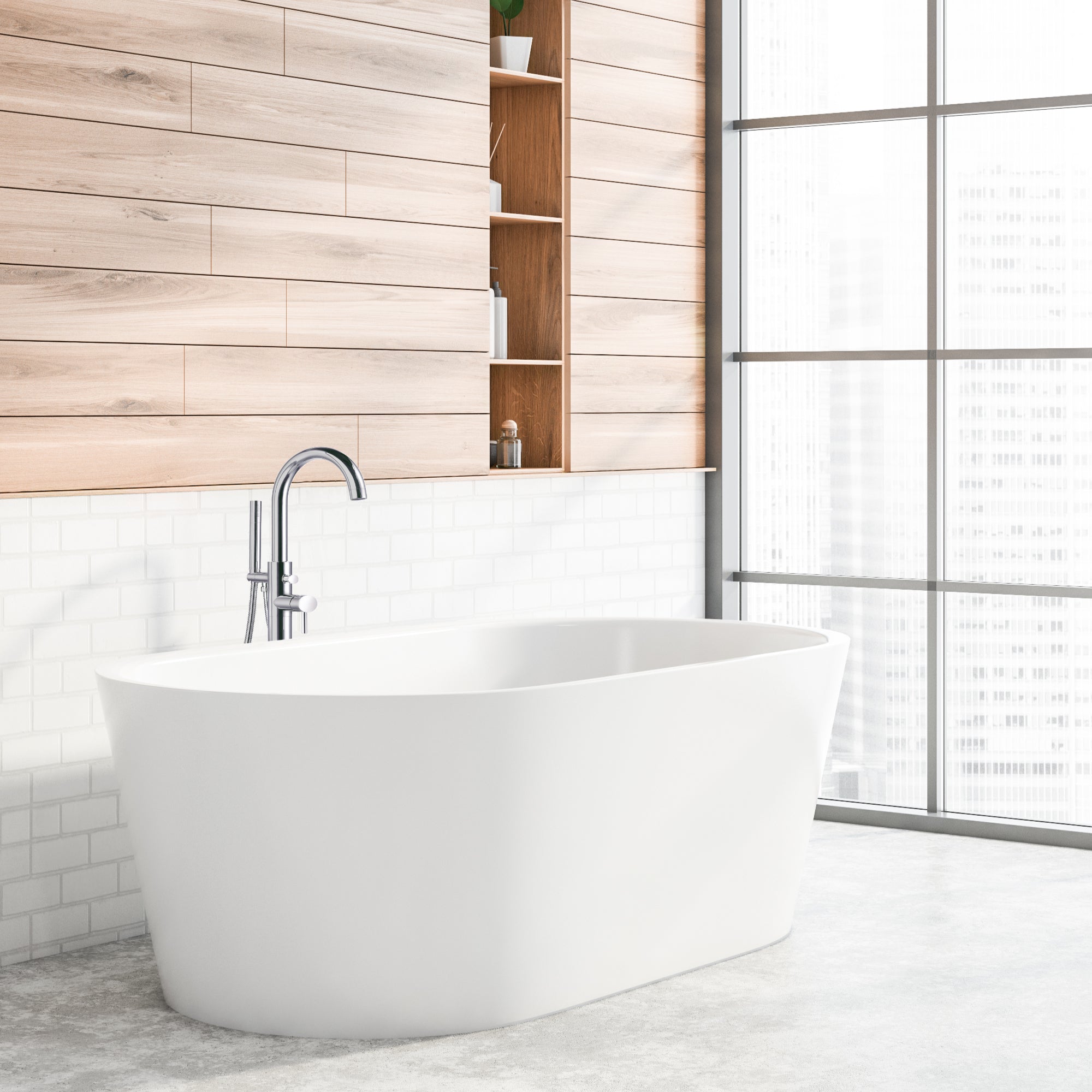 Premium Floor Mount Bathtub Faucet - Durable Brass Construction with Adjustable Water Flow - Perfect for Modern Bathroom Renovations and Spa-Like Relaxation